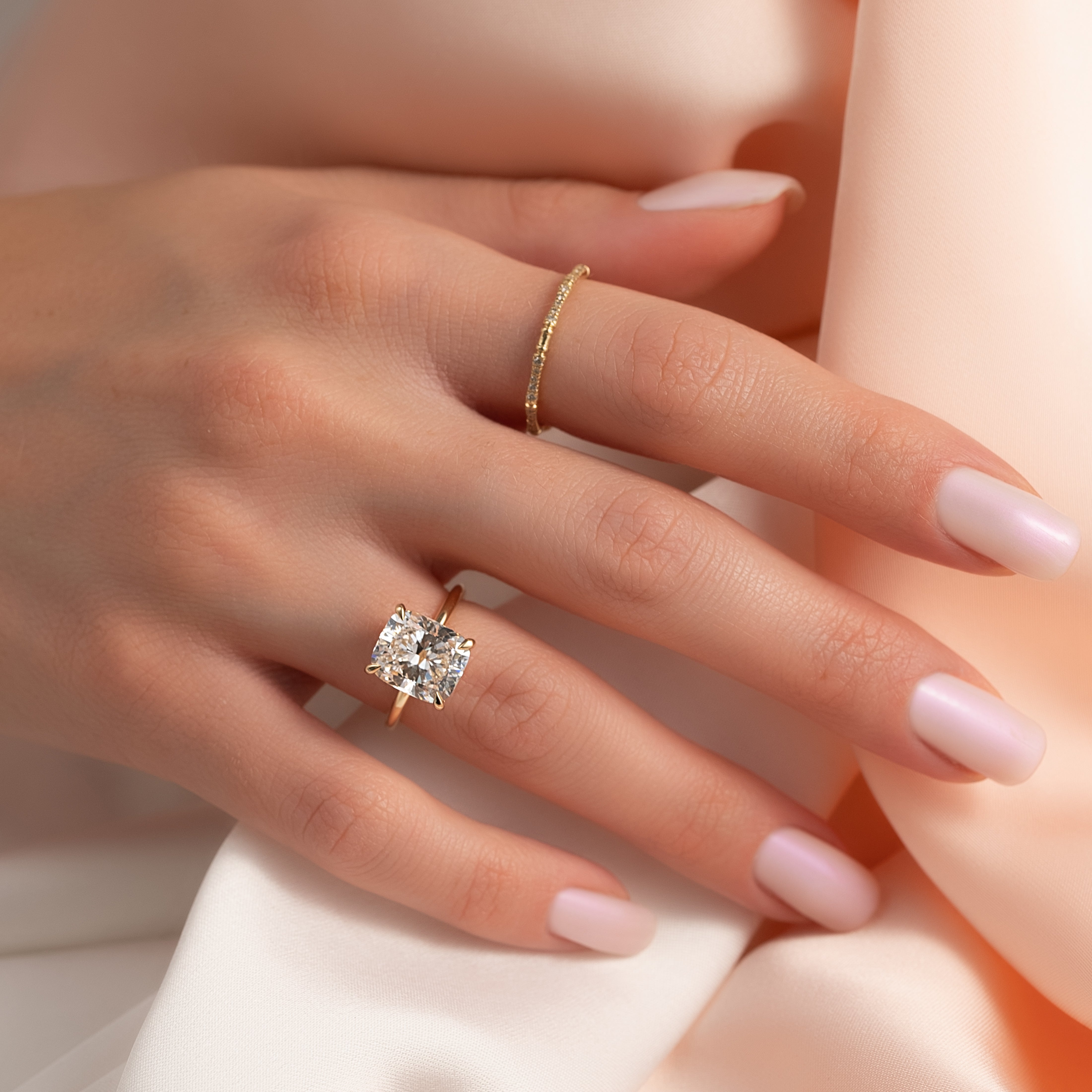 2.0 - 4.0 CT Elongated Cushion Cut Lab Grown Diamond Hidden Halo Engagement Ring