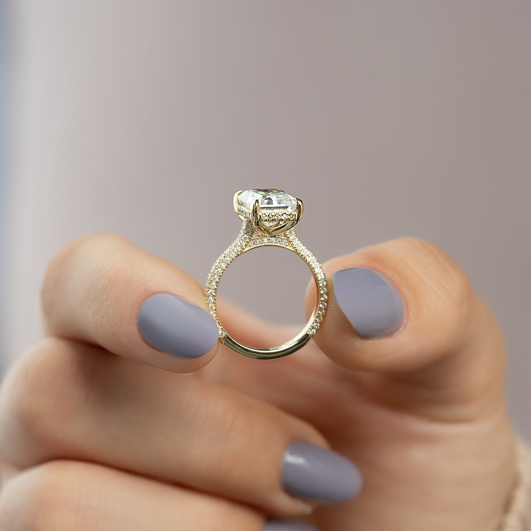 2.0 - 4.0 CT Radiant Cut Lab Grown Diamond Hidden Halo & Pave Engagement Ring