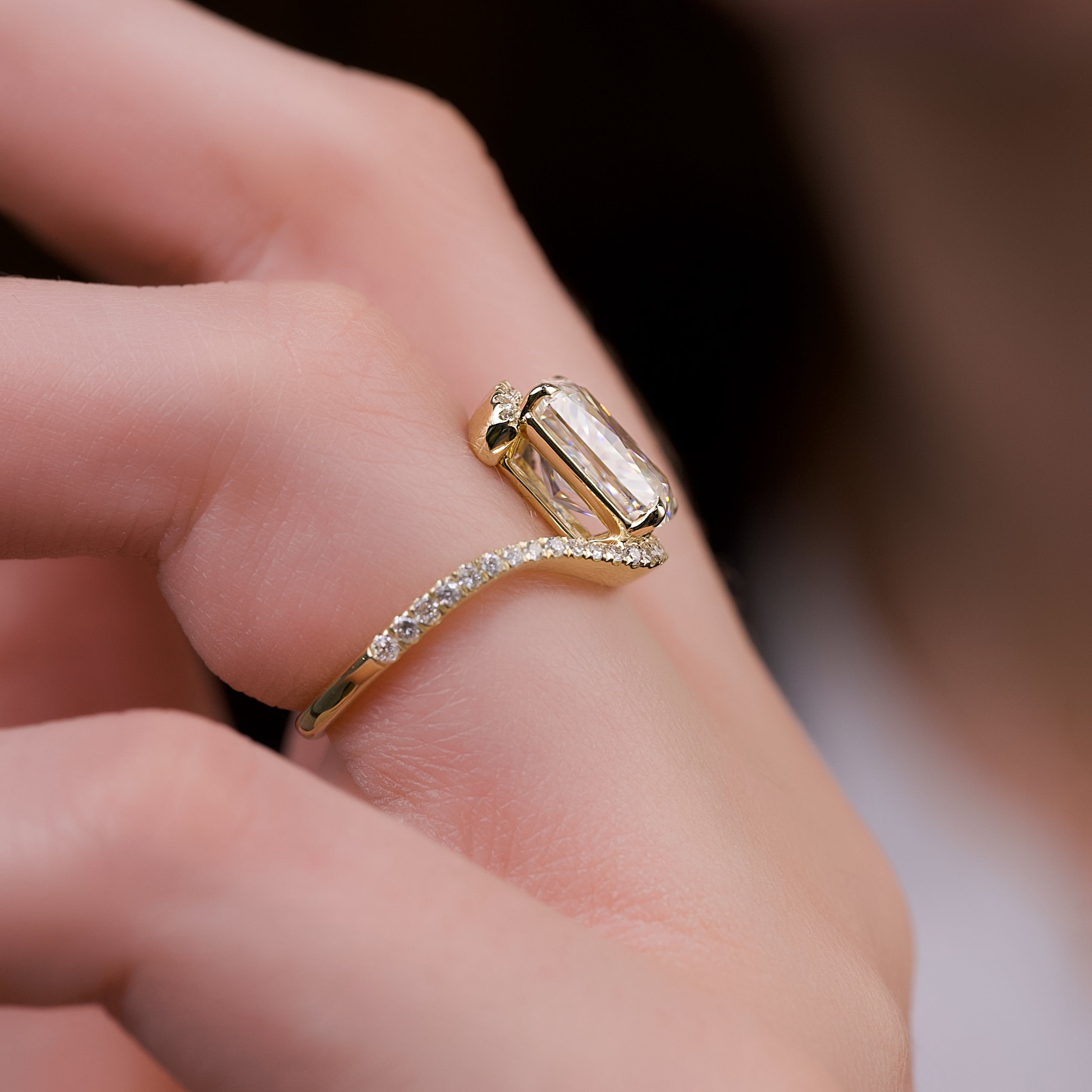 2.0 - 4.0 CT Radiant Cut Lab Grown Diamond Bypass Engagement Ring