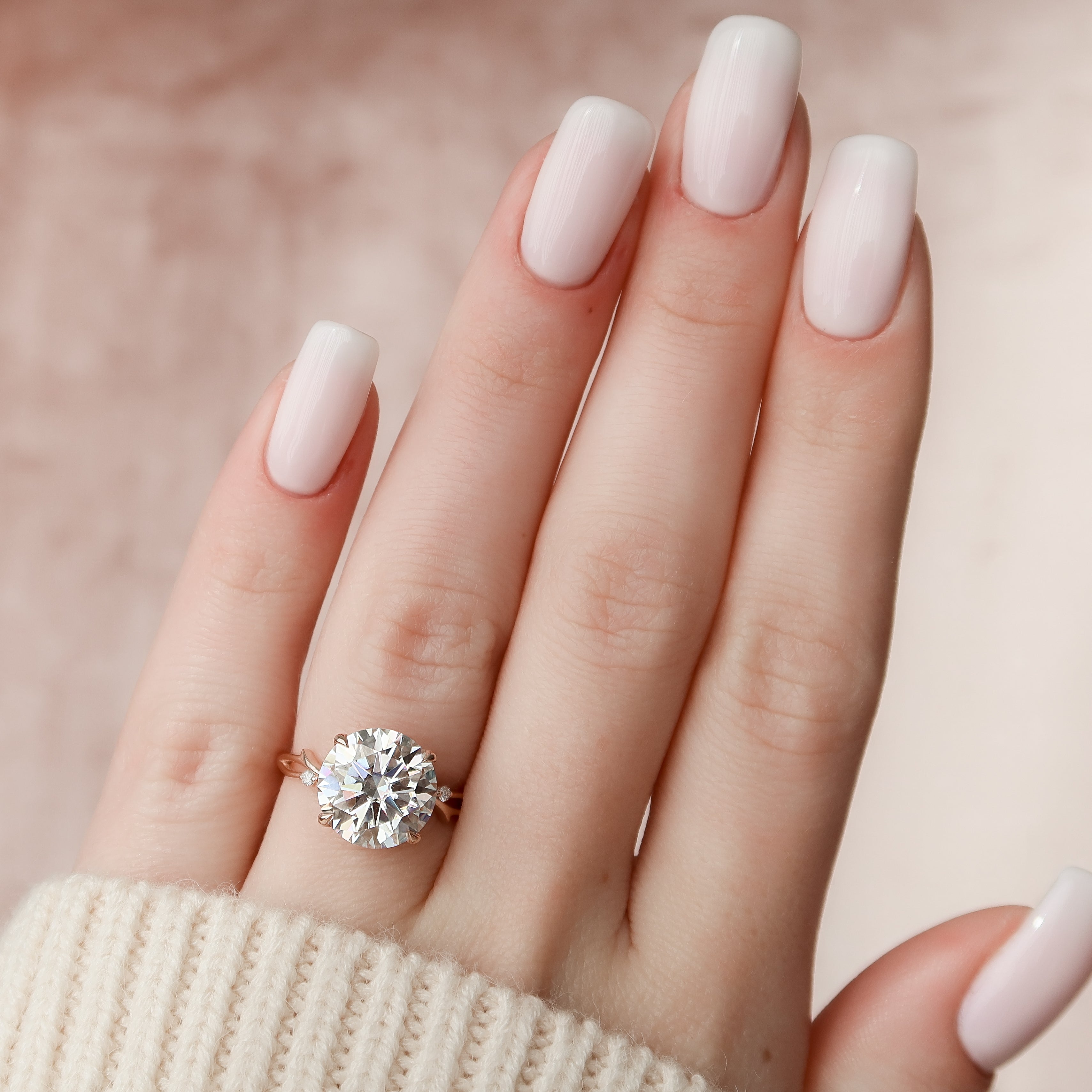 1.50 - 3.0 CT Round Cut Lab Grown Diamond Twig Setting Engagement Ring