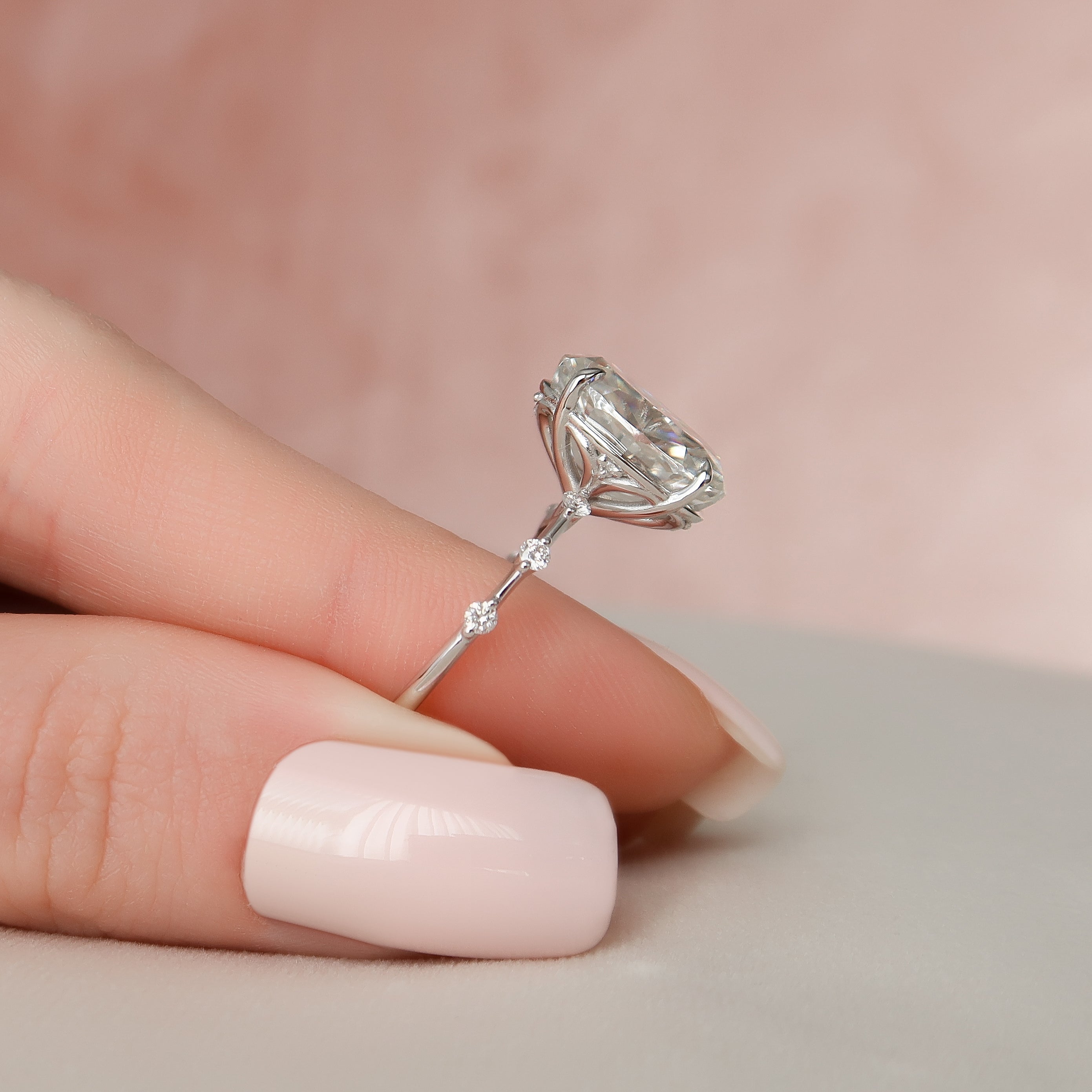 2.0 - 4.0 CT Oval Cut CVD Diamond Dainty Engagement Ring