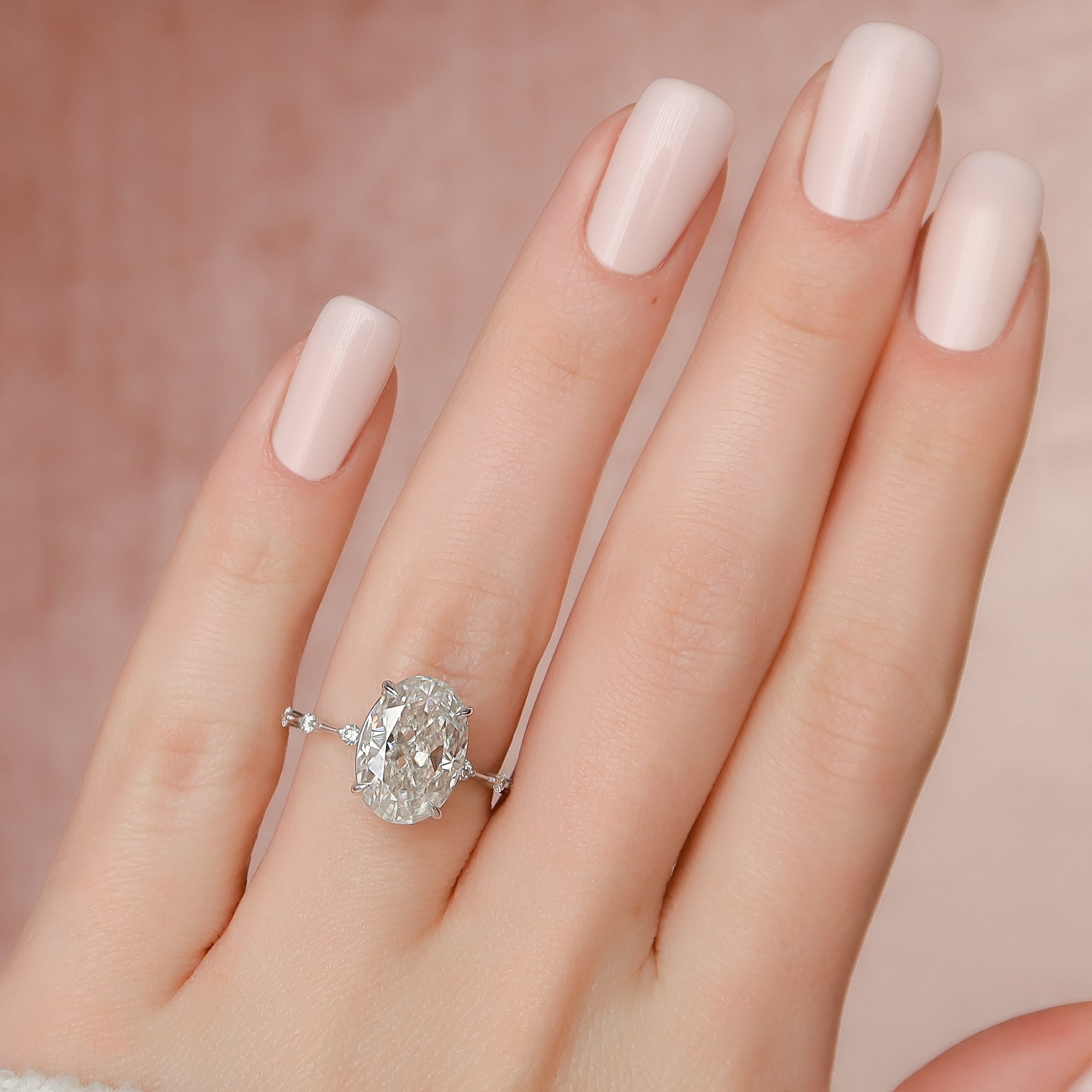 2.0 - 4.0 CT Oval Cut CVD Diamond Dainty Engagement Ring