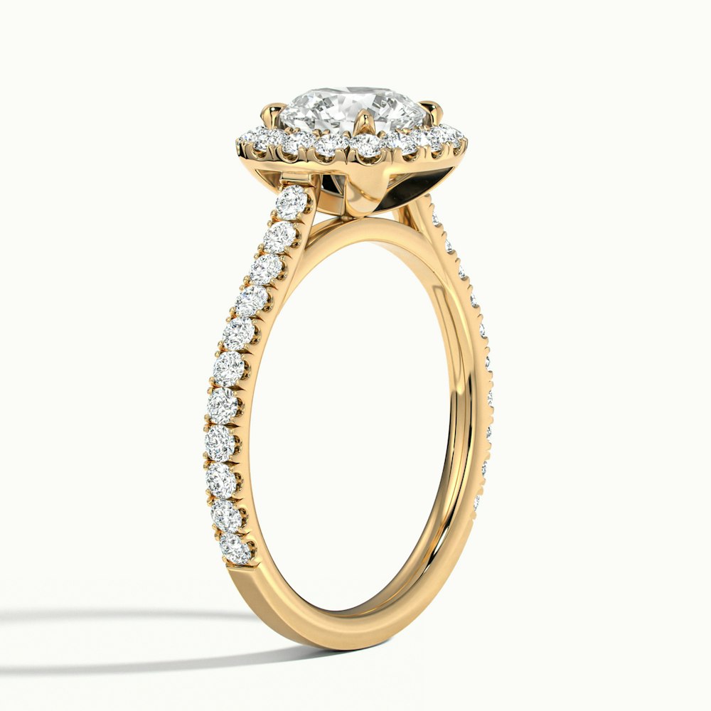 1.0 Carats Lab Grown Diamond Round Shape E-VS1 Halo & Pave Engagement Ring - Camila Brown