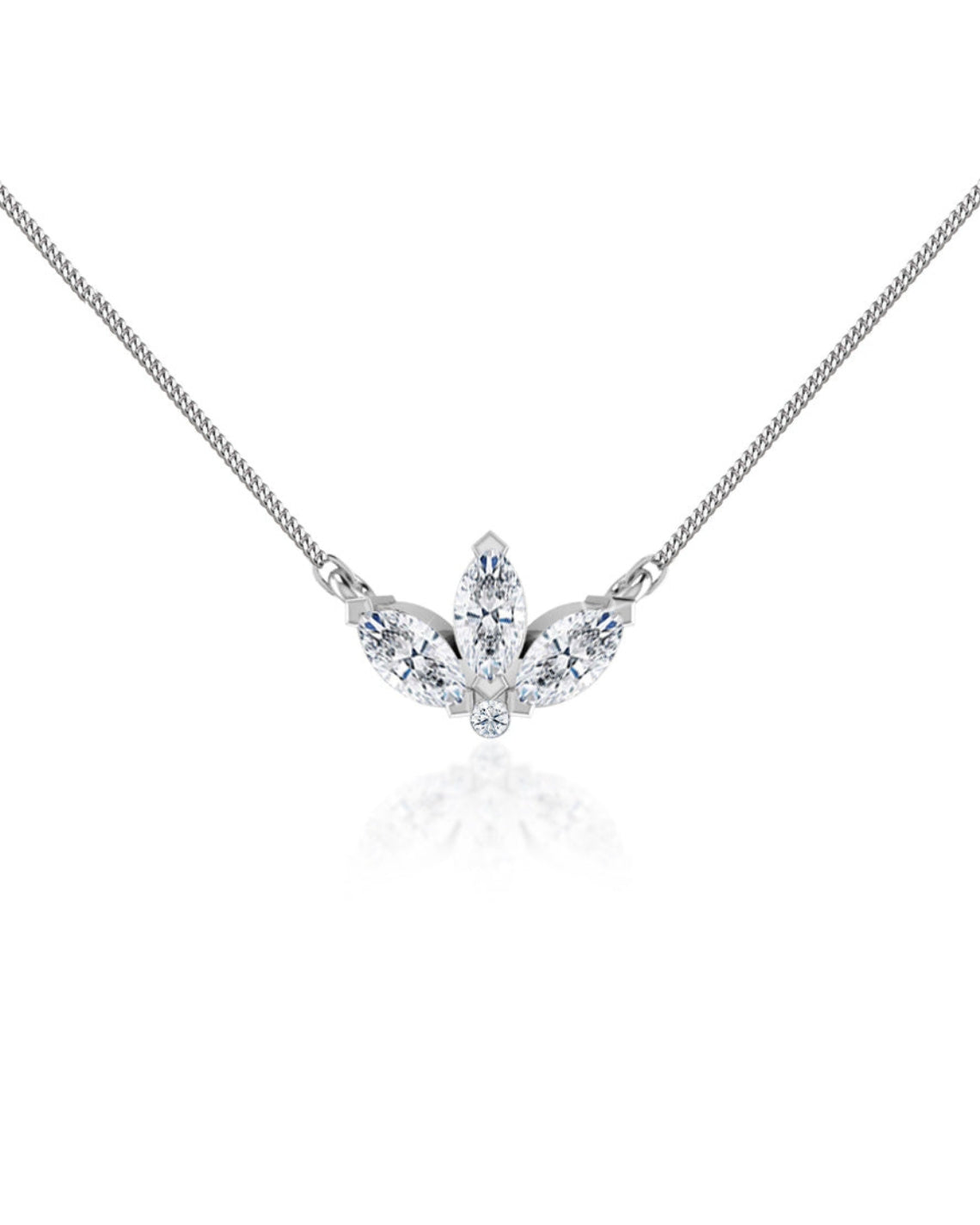 0.32 TCW Round & Marquise Moissanite Diamond Petal Style Necklace - Camila Brown