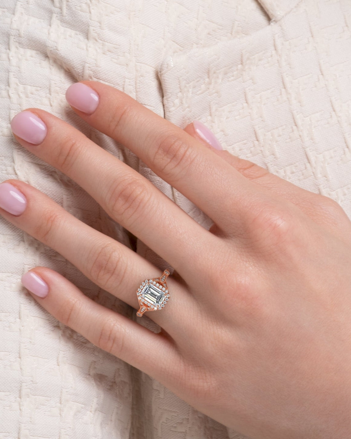 2.0 - 4.0 CT Emerald Cut  Lab Grown Diamond twist Style Engagement Ring