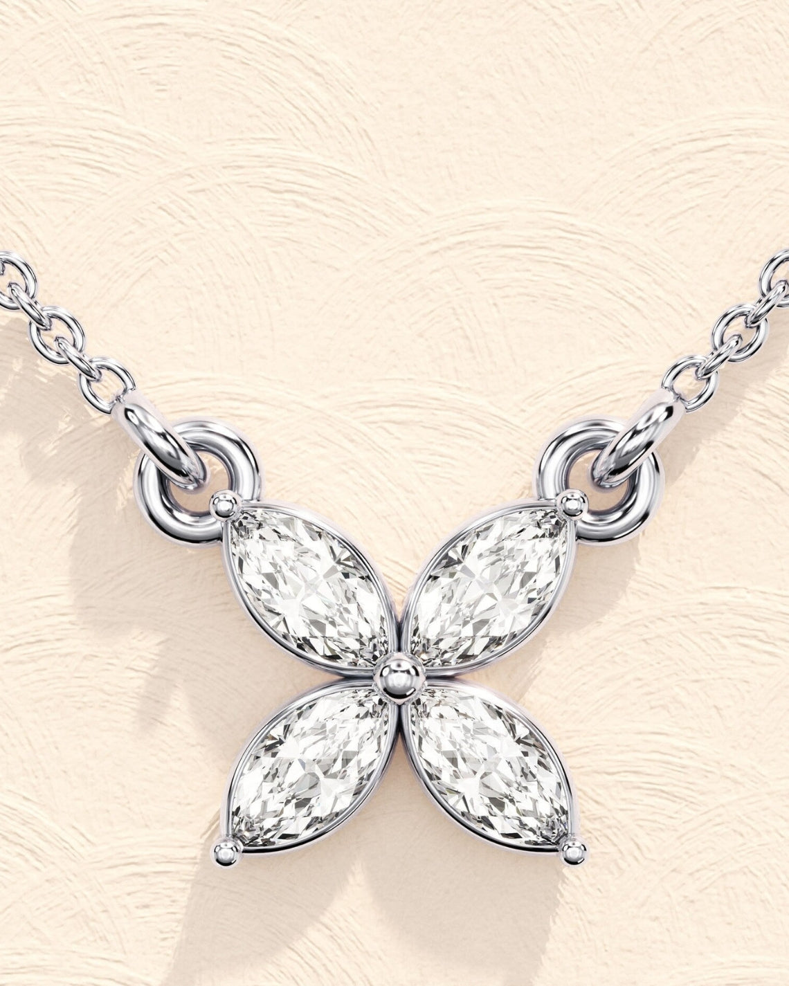 0.40 TCW Marquise Moissanite Diamond Clover Pendent Necklace - Camila Brown