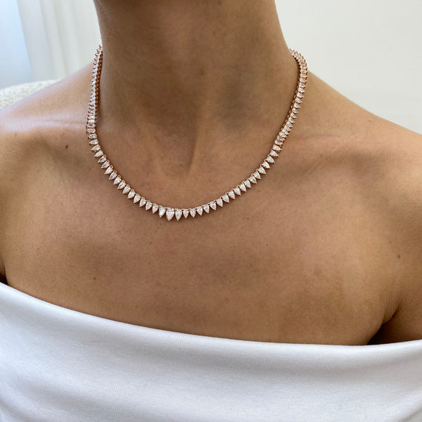 Pear Lab Grown Diamond Tennis Necklace