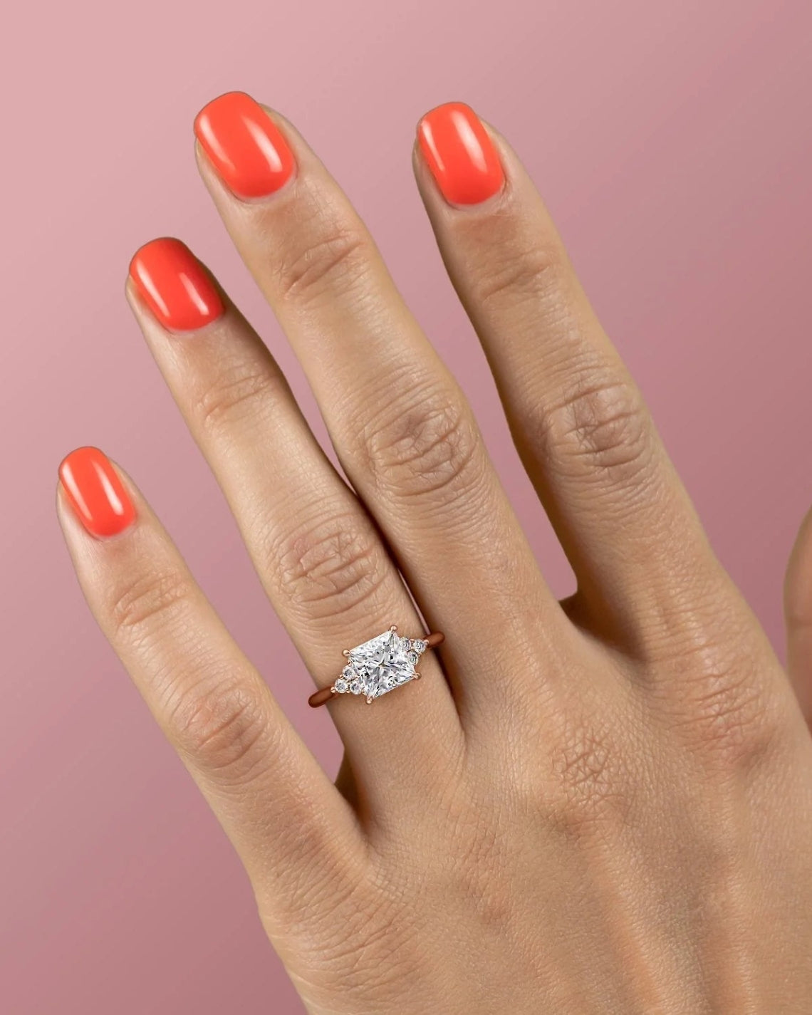 1.0 -3.0 CT Princess Shape Cluster Setting Engagement Ring