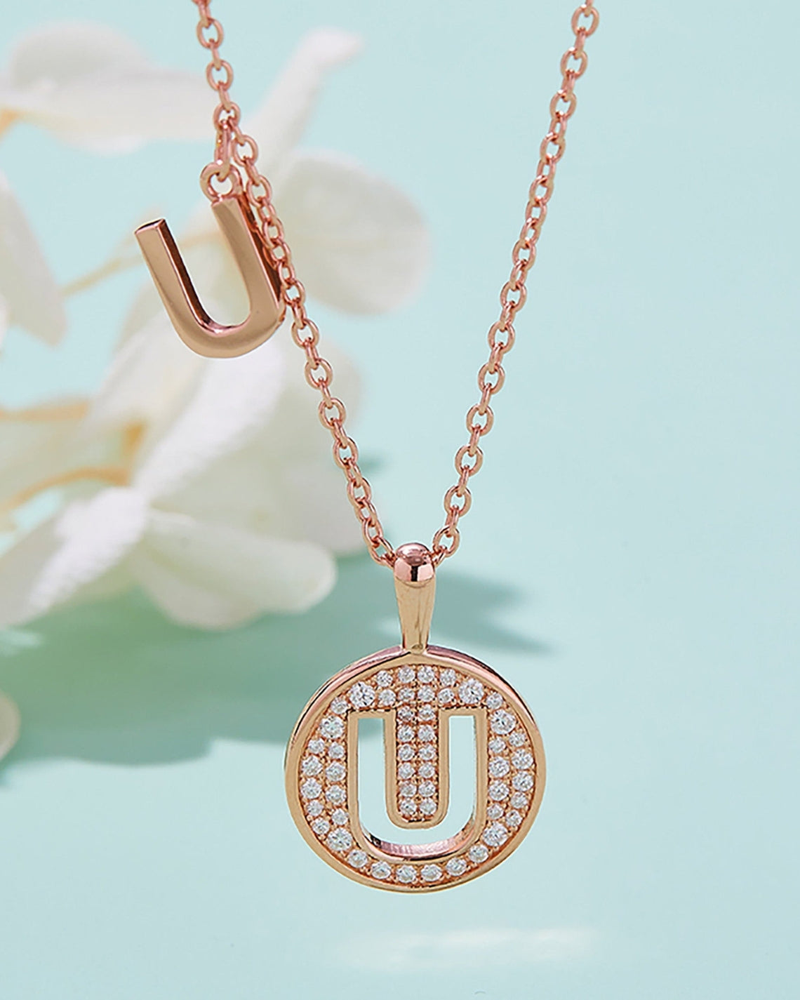Customized "U" Letter Moissanite Diamond Necklace - Camila Brown