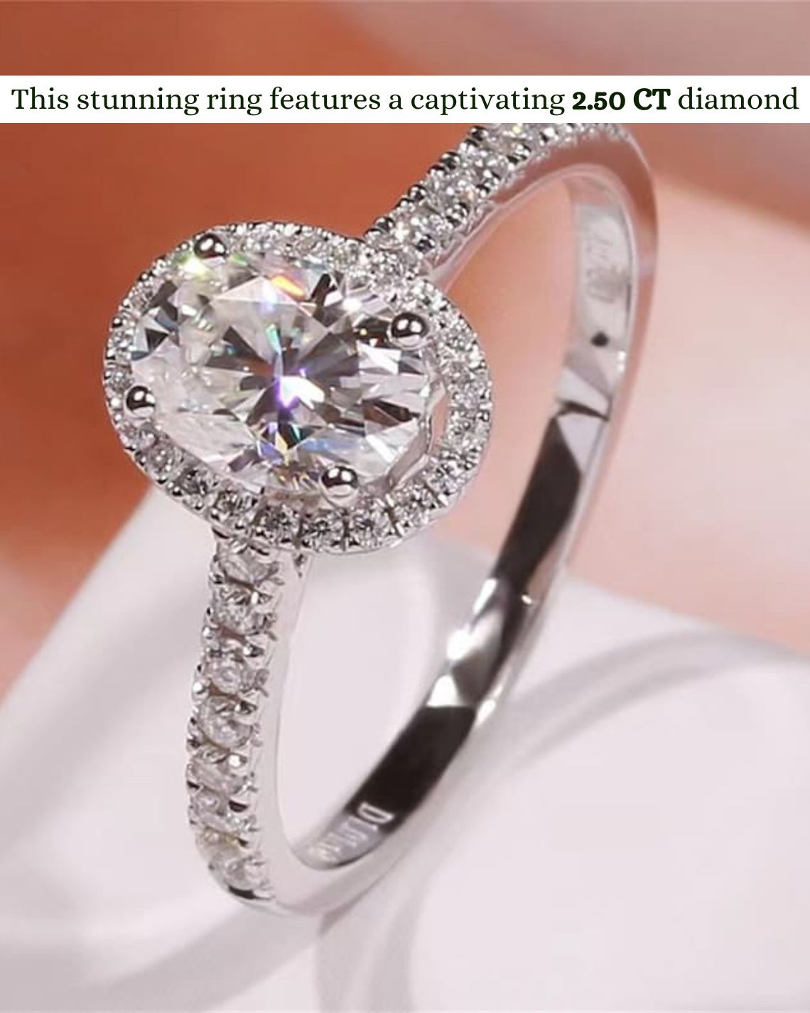 1.0 CT Oval F/VS1 CVD Diamond halo Pave Setting Engagement Ring - Camila Brown
