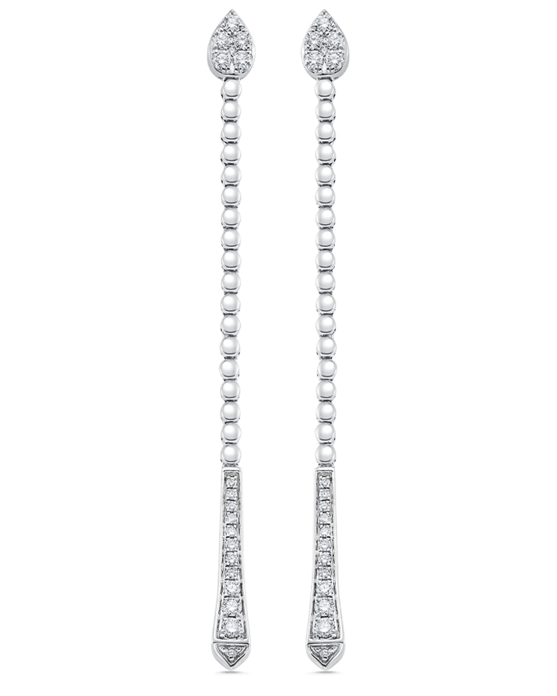 0.41 TCW Round Moissanite Diamond Long Drop Earrings - Camila Brown