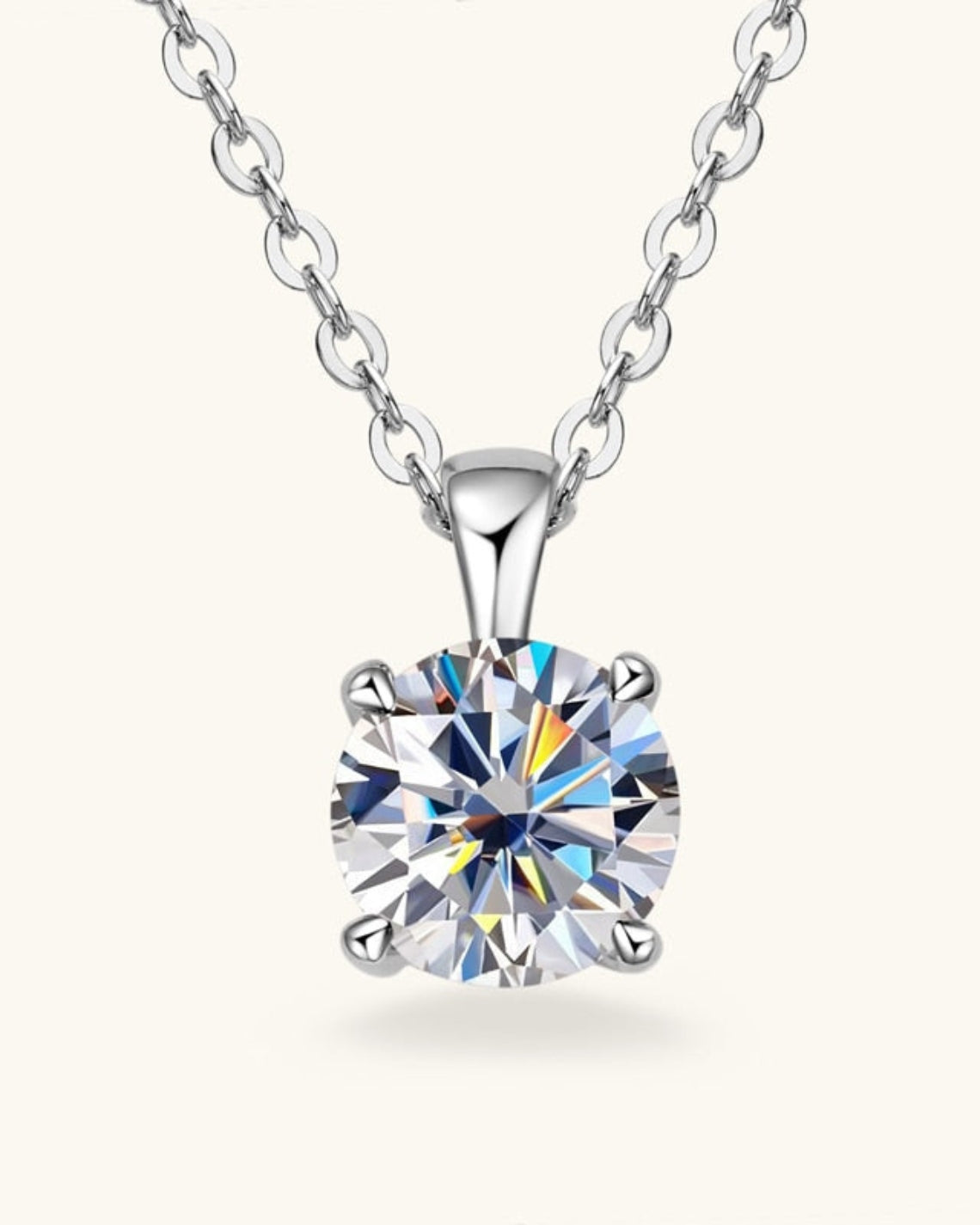 1.0 CT Round Moissanite Diamond Solitaire Necklace - Camila Brown