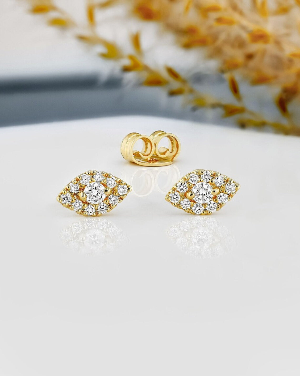 0.20 TCW Round Moissanite Diamond Evil Eye Stud Earrings - Camila Brown