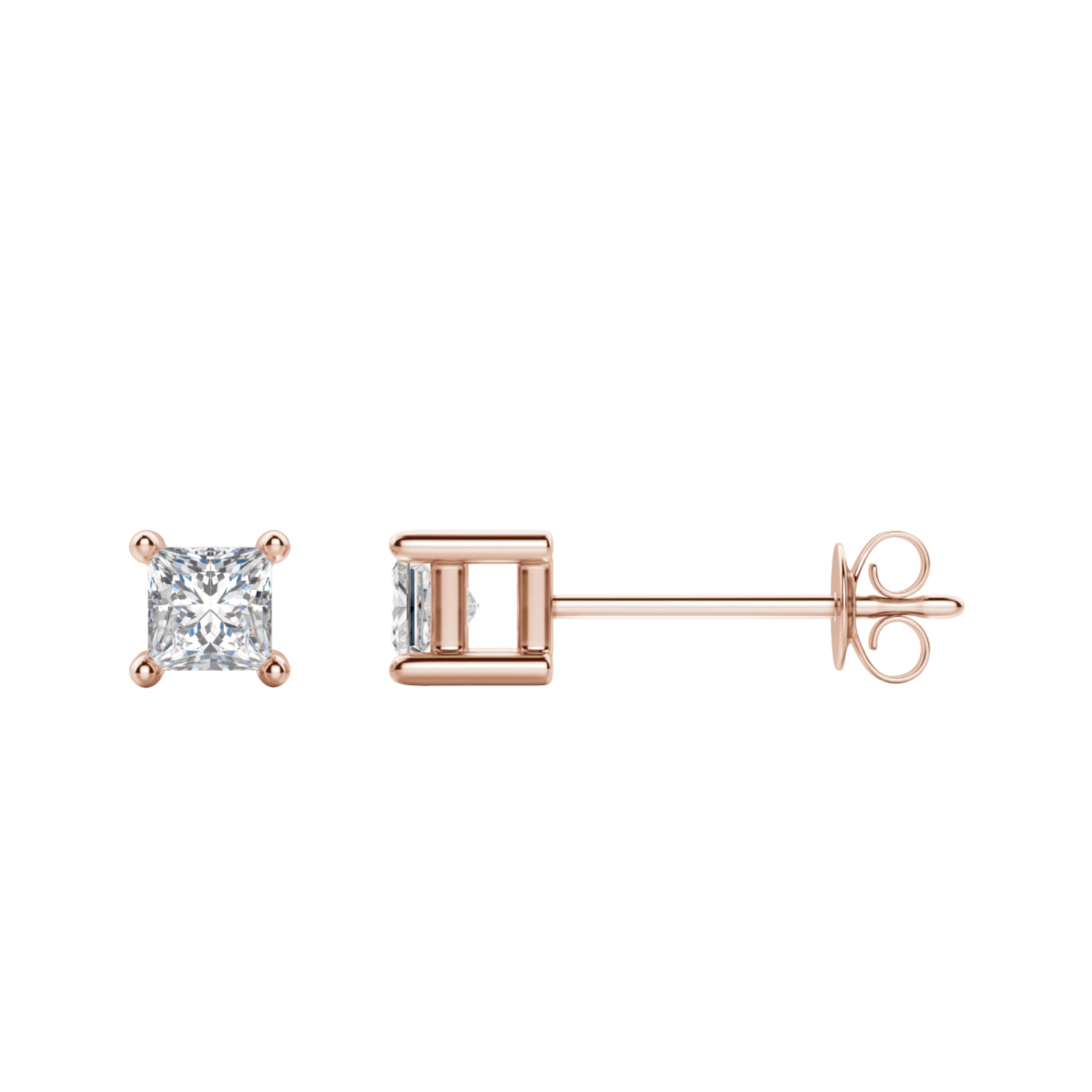 0.50 TCW-1.0 TCW Princess Cut Moissanite Solitaire Stud Earrings - Camila Brown