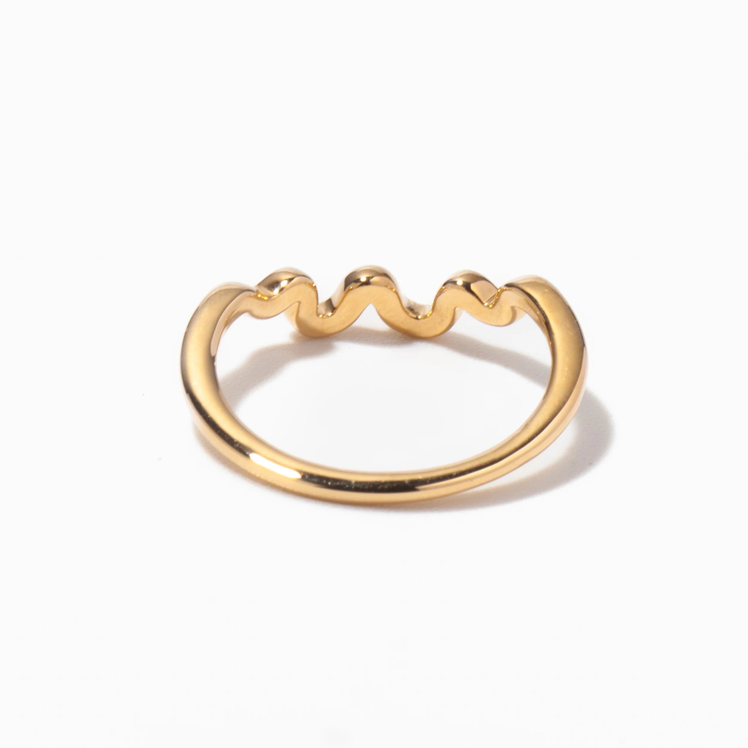 Plain Wave Solid Gold Wedding Band