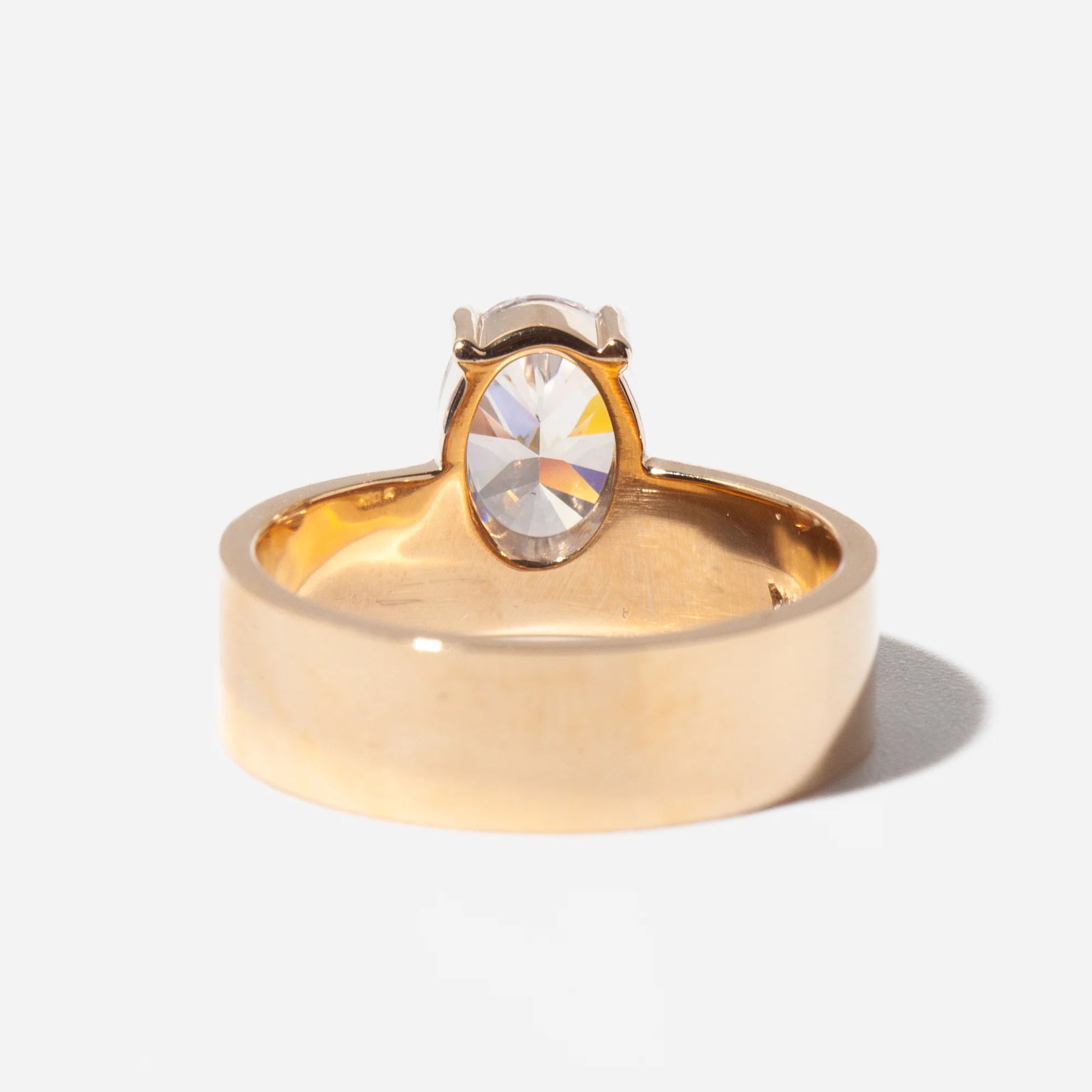1.0 -3.0 CT Oval CVD Diamond Bezel Solitaire Engagement Ring