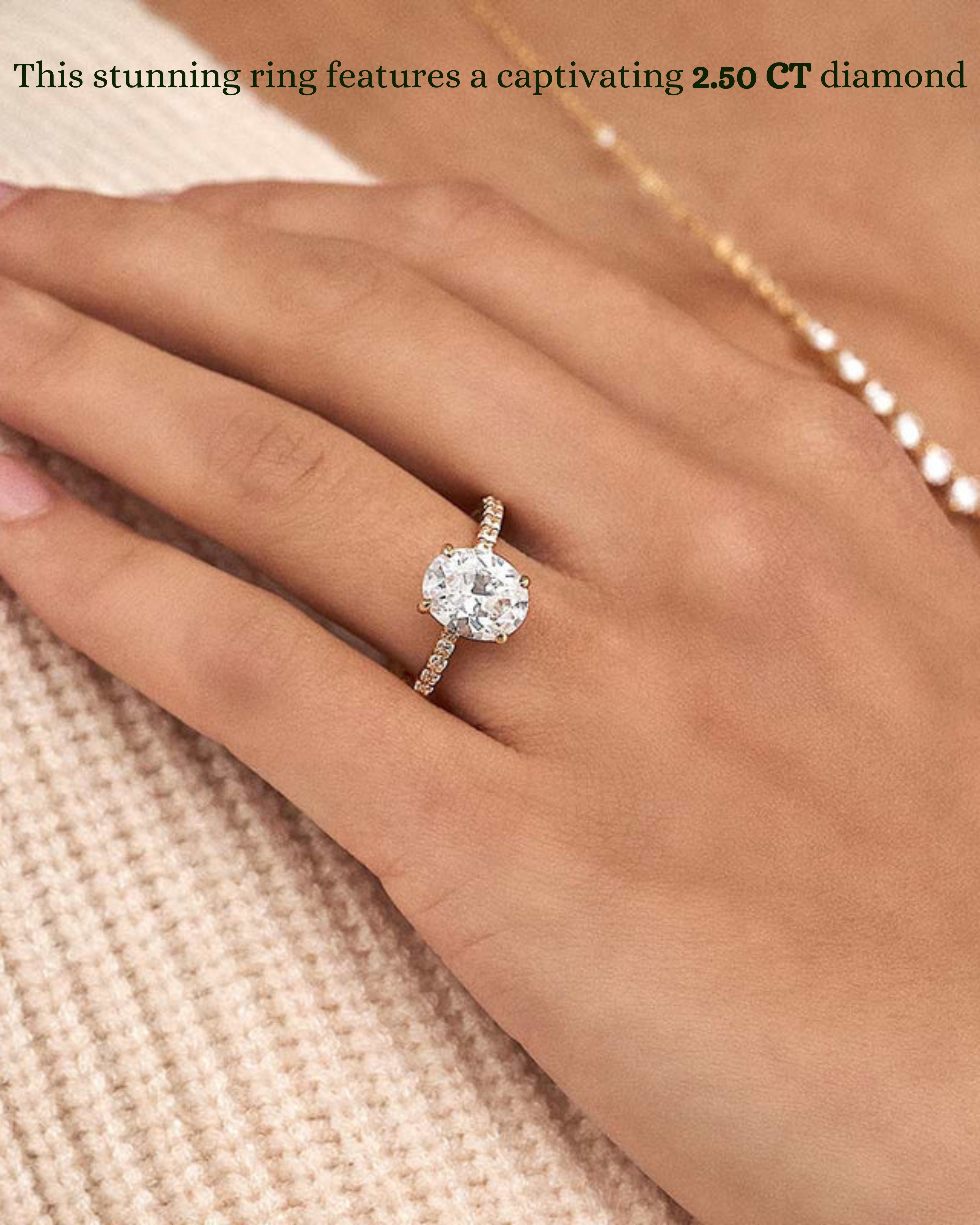1.50 - 3.50 CT Oval Cut F/VS1 CVD Diamond Pave Setting Engagement Ring - Camila Brown