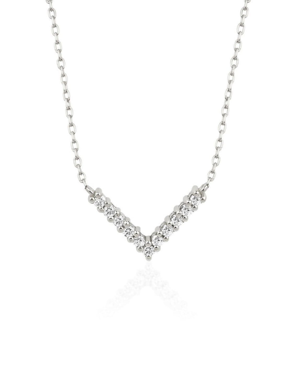0.10 TCW Round Moissanite Diamond V Shaped Necklace - Camila Brown