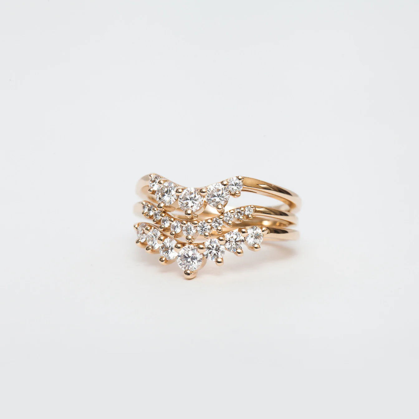 0.13 TCW Round CVD Diamond Curved Wedding Band