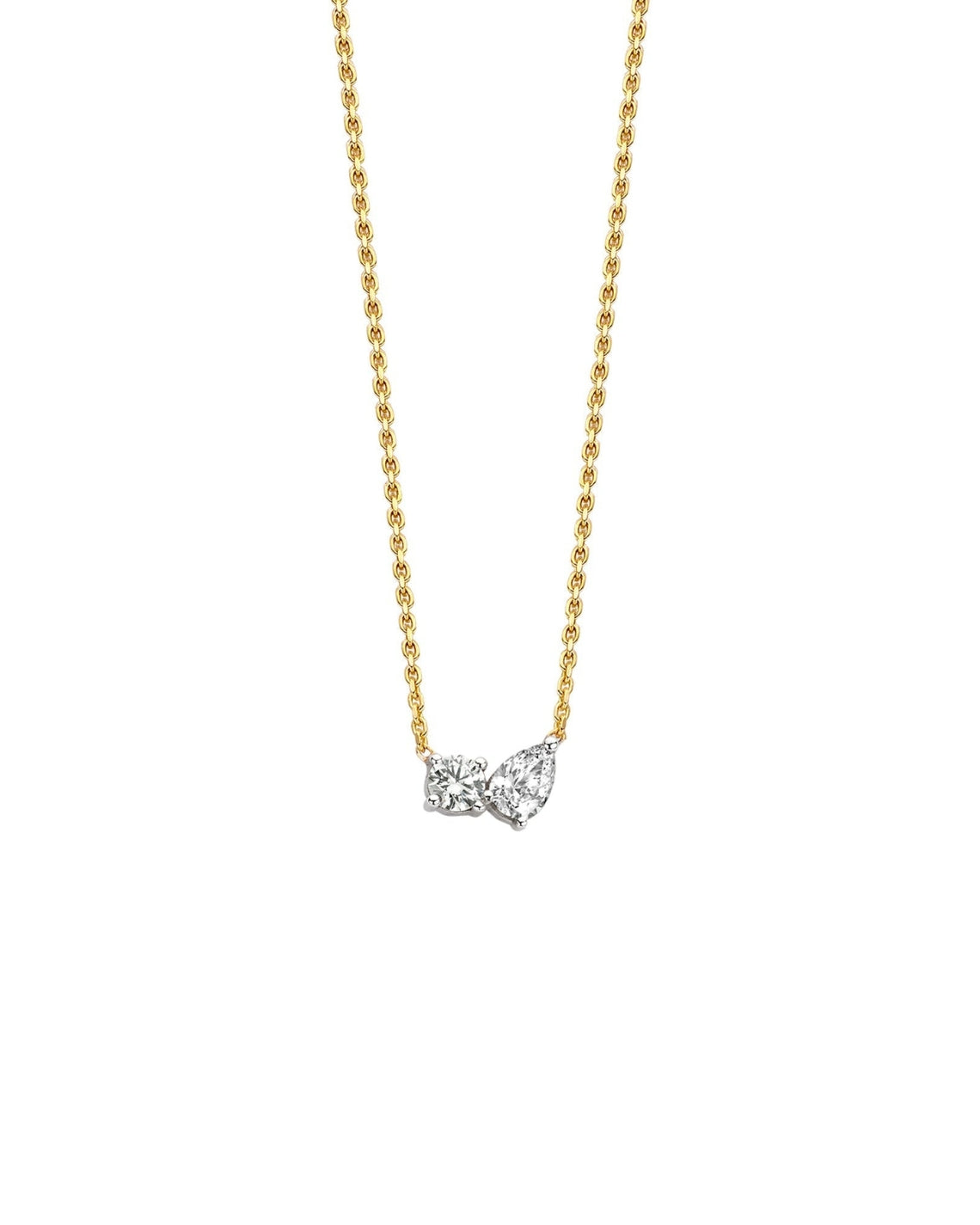0.42 TCW Round & Pear Moissanite Diamond Two Stones Pendent Necklace - Camila Brown