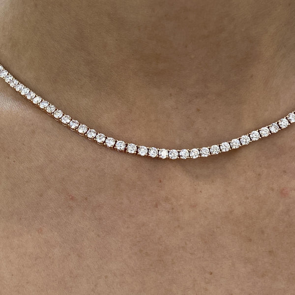 Round Lab Grown Diamond Tennis Necklace