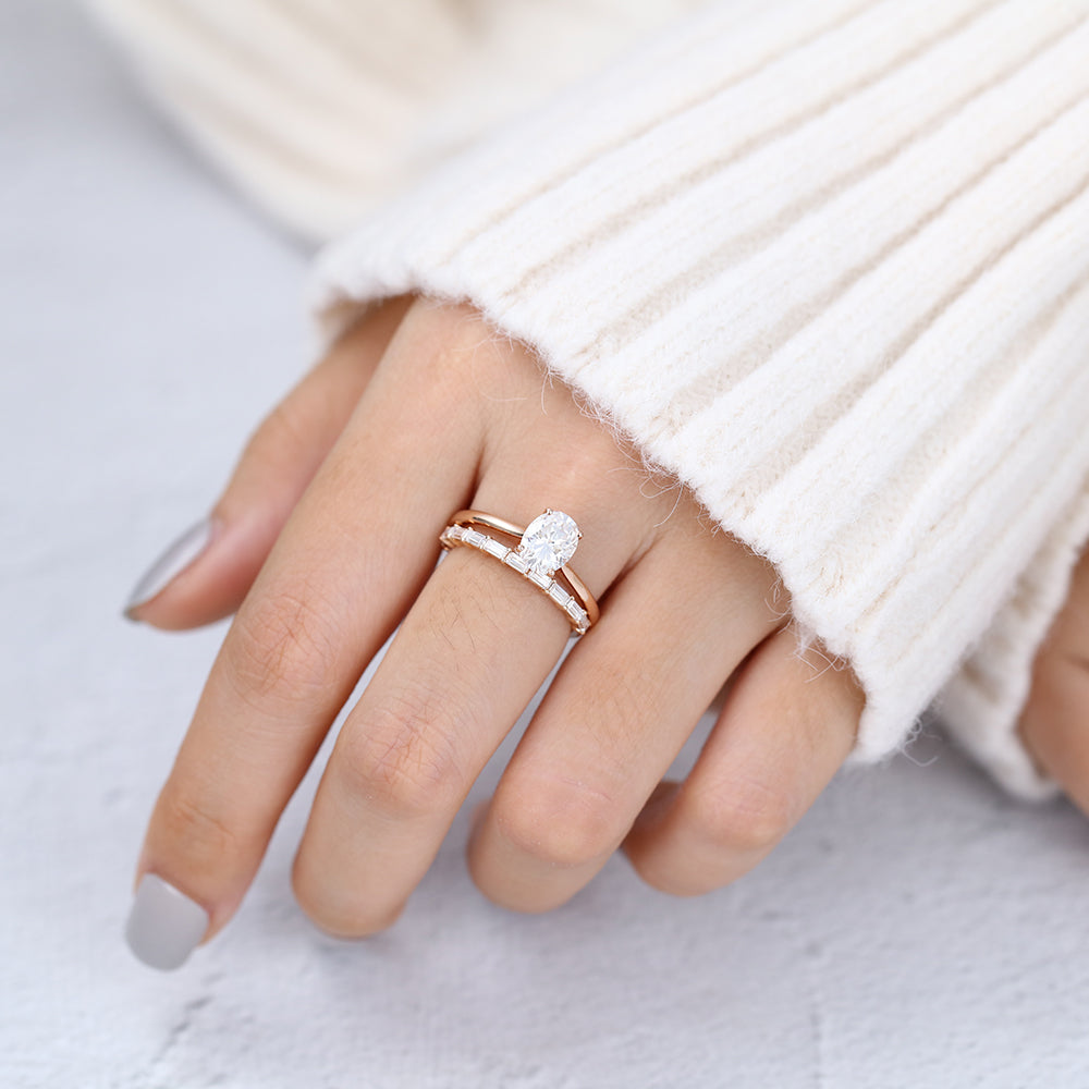 2.0 CT Oval Moissanite Solitaire Bridal Ring Set - Camila Brown