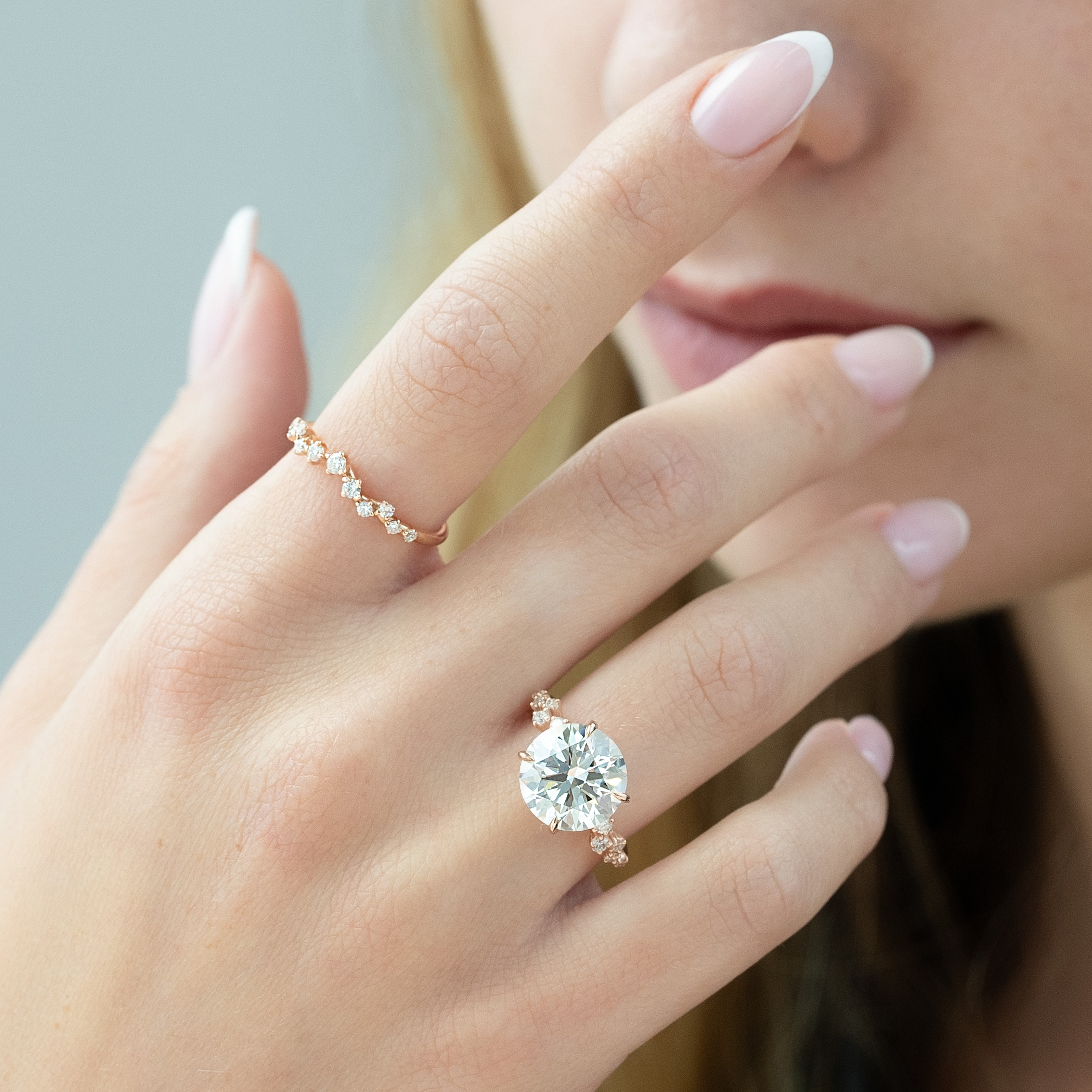 1.50 - 3.50 CT Round Cut Lab Grown Diamond mia-setting Engagement Ring