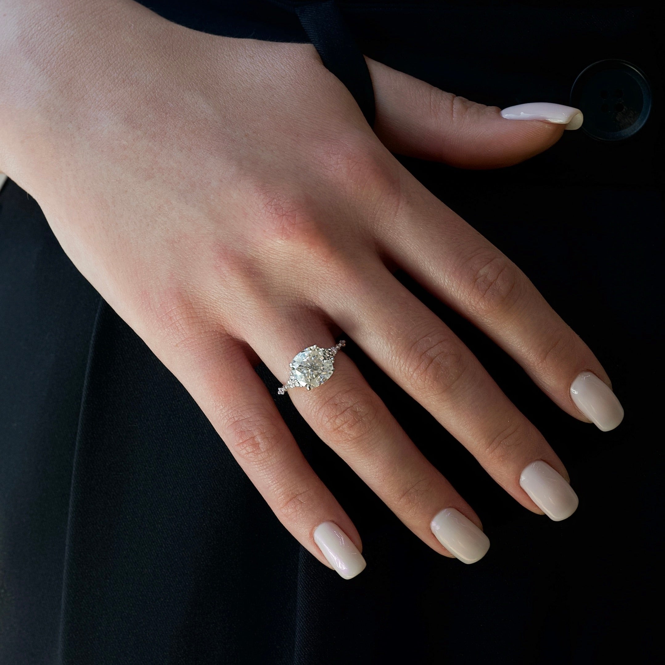 2.0 - 4.0 CT Cushion Cut Lab Grown Diamond Pave Setting Engagement Ring