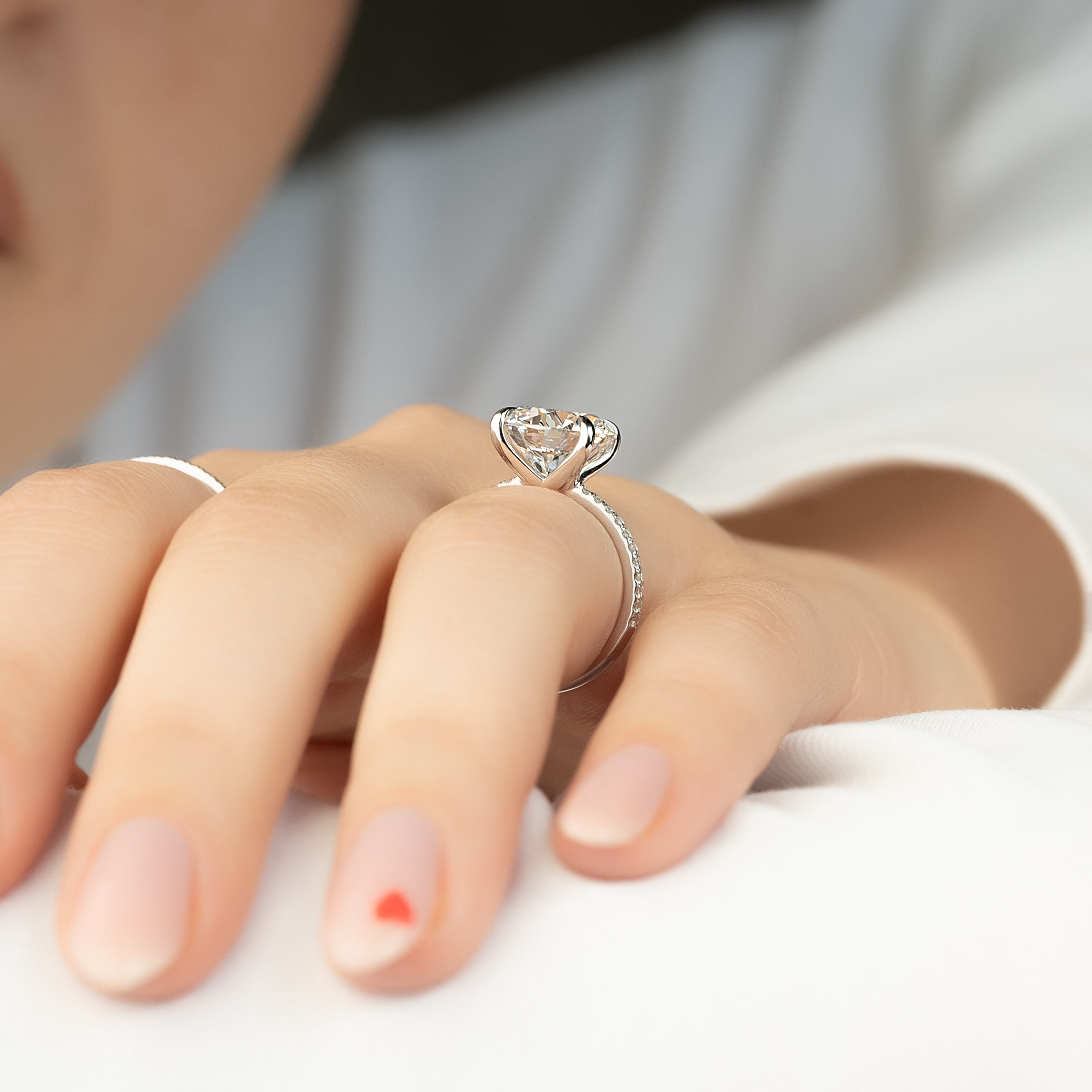 1.50 - 3.50 CT Round Cut Lab Grown Diamond Pave Engagement Ring