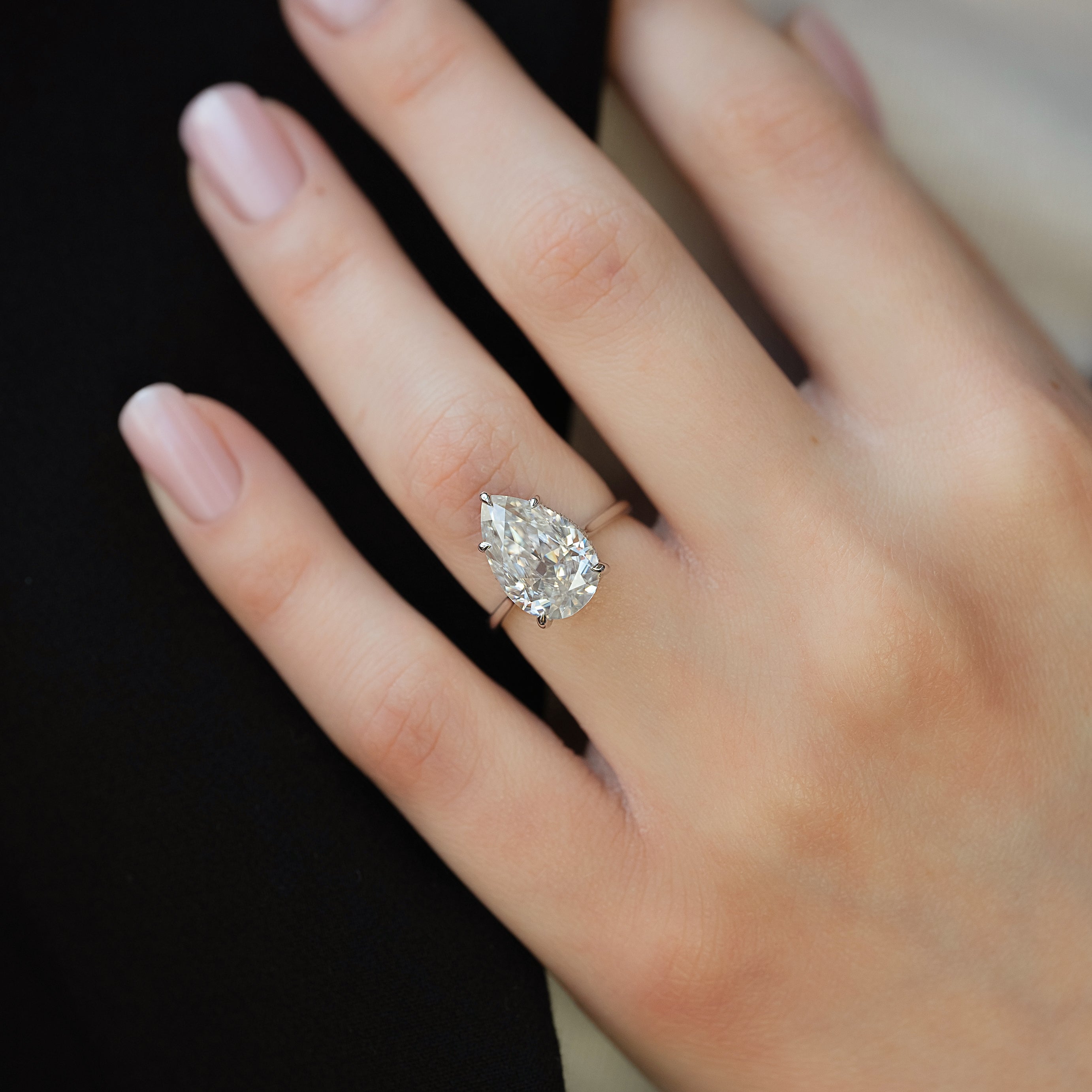 1.0 - 3.0 CT Pear Cut Lab Grown Diamond Solitaire Engagement Ring