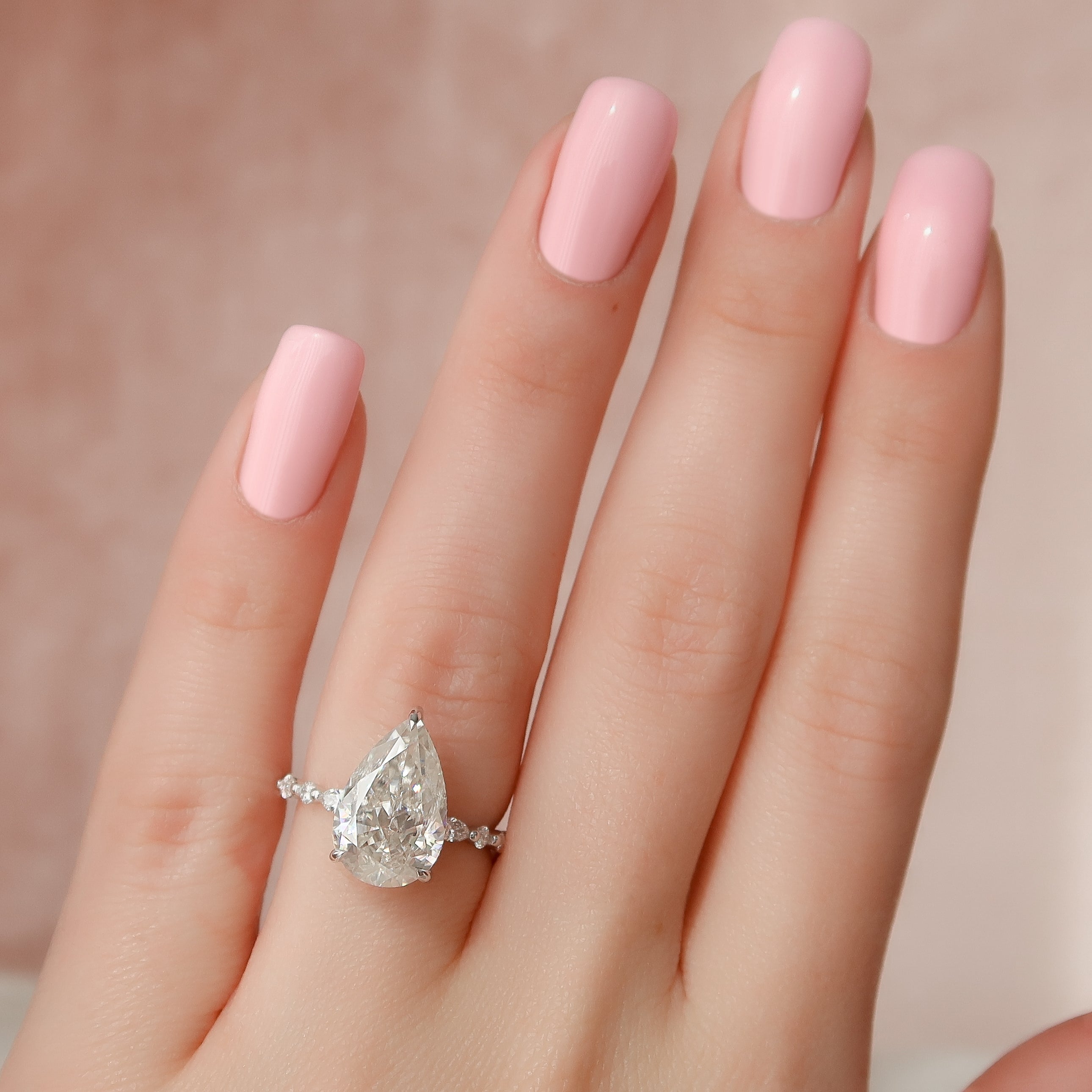 1.50 - 3.50 CT Pear Cut Lab Grown Diamond Hidden Halo & Pave Engagement Ring