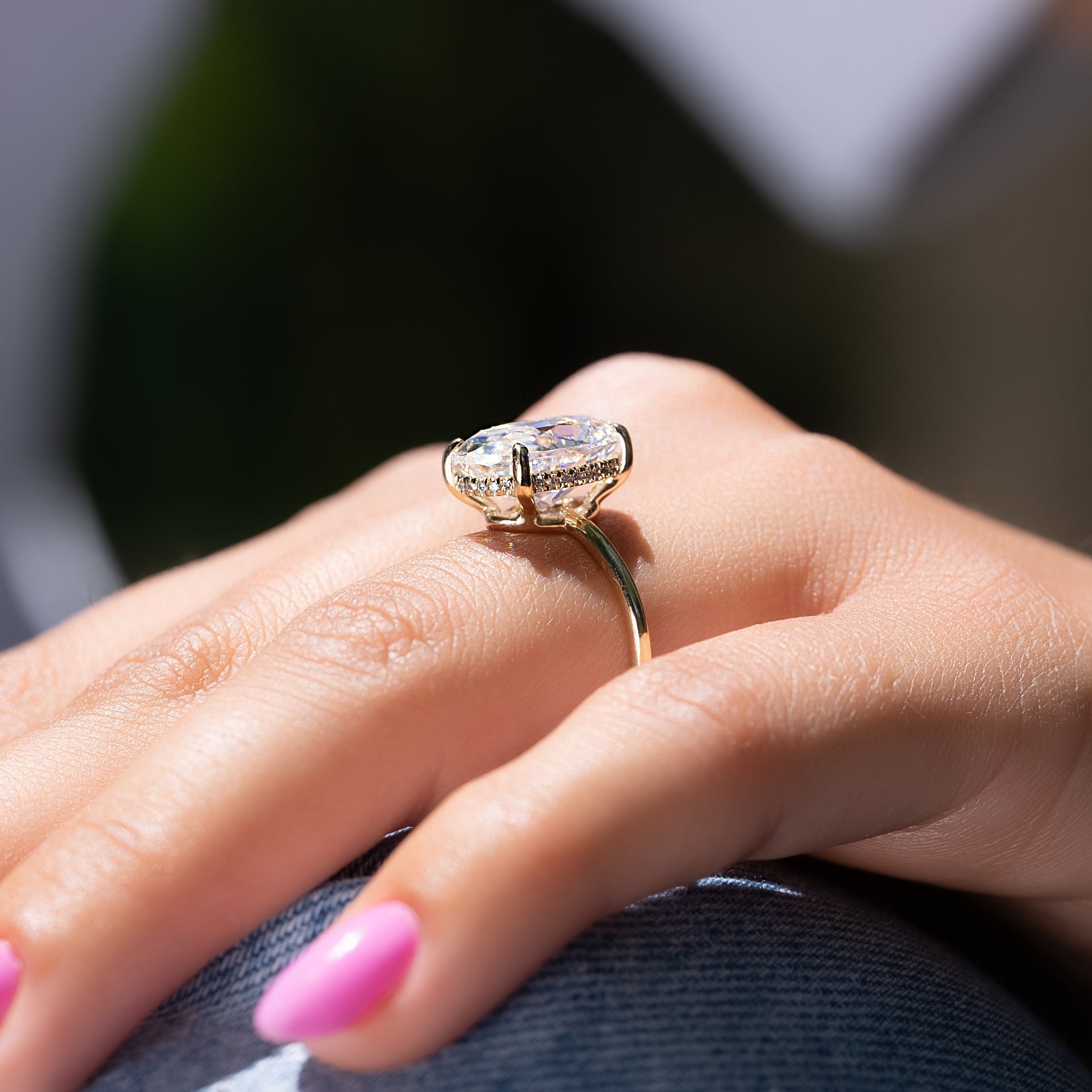 2.0 - 4.0 CT Oval Cut CVD Diamond Hidden Halo Engagement Ring