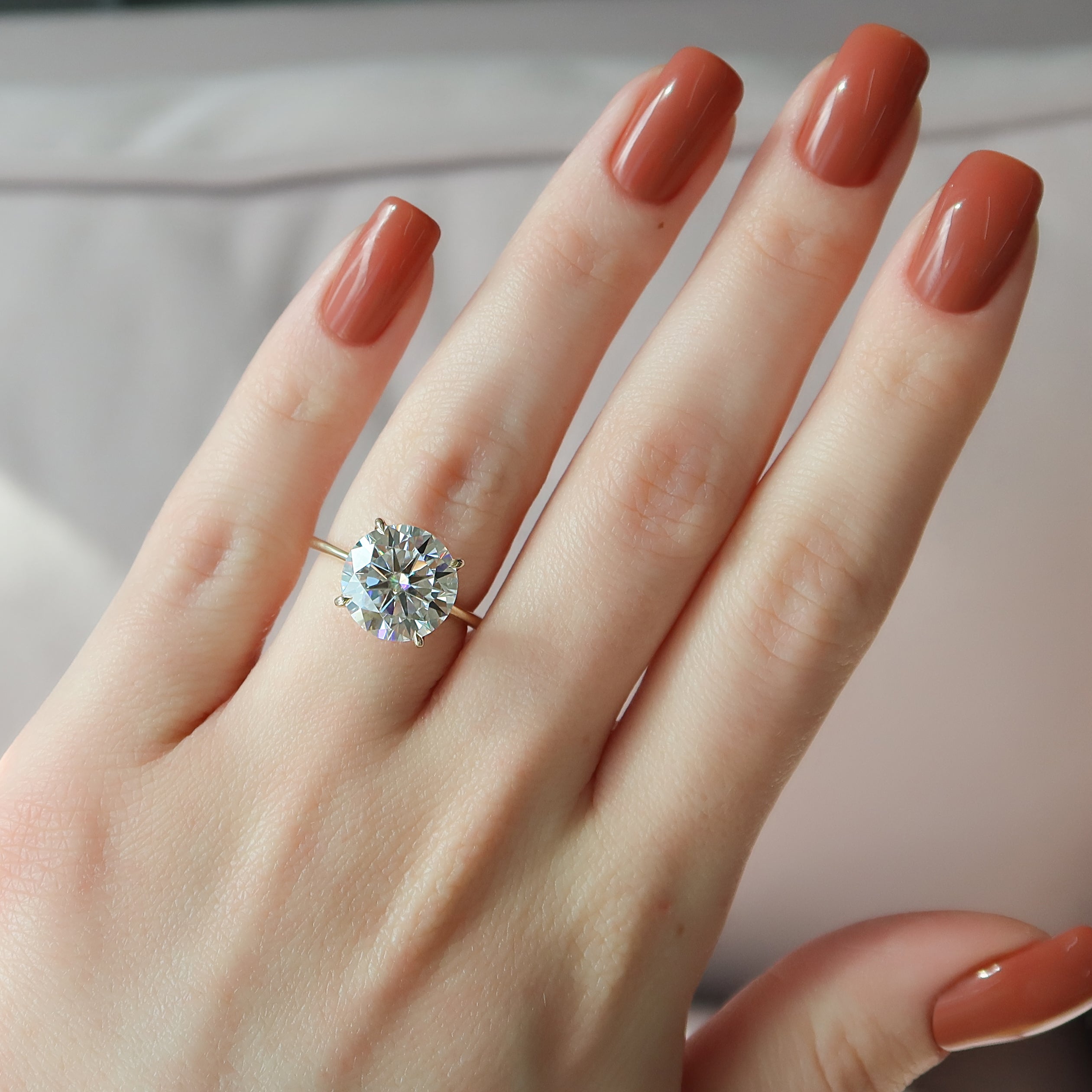 2.0 - 4.0 CT Round Cut CVD Diamond Solitaire Engagement Ring