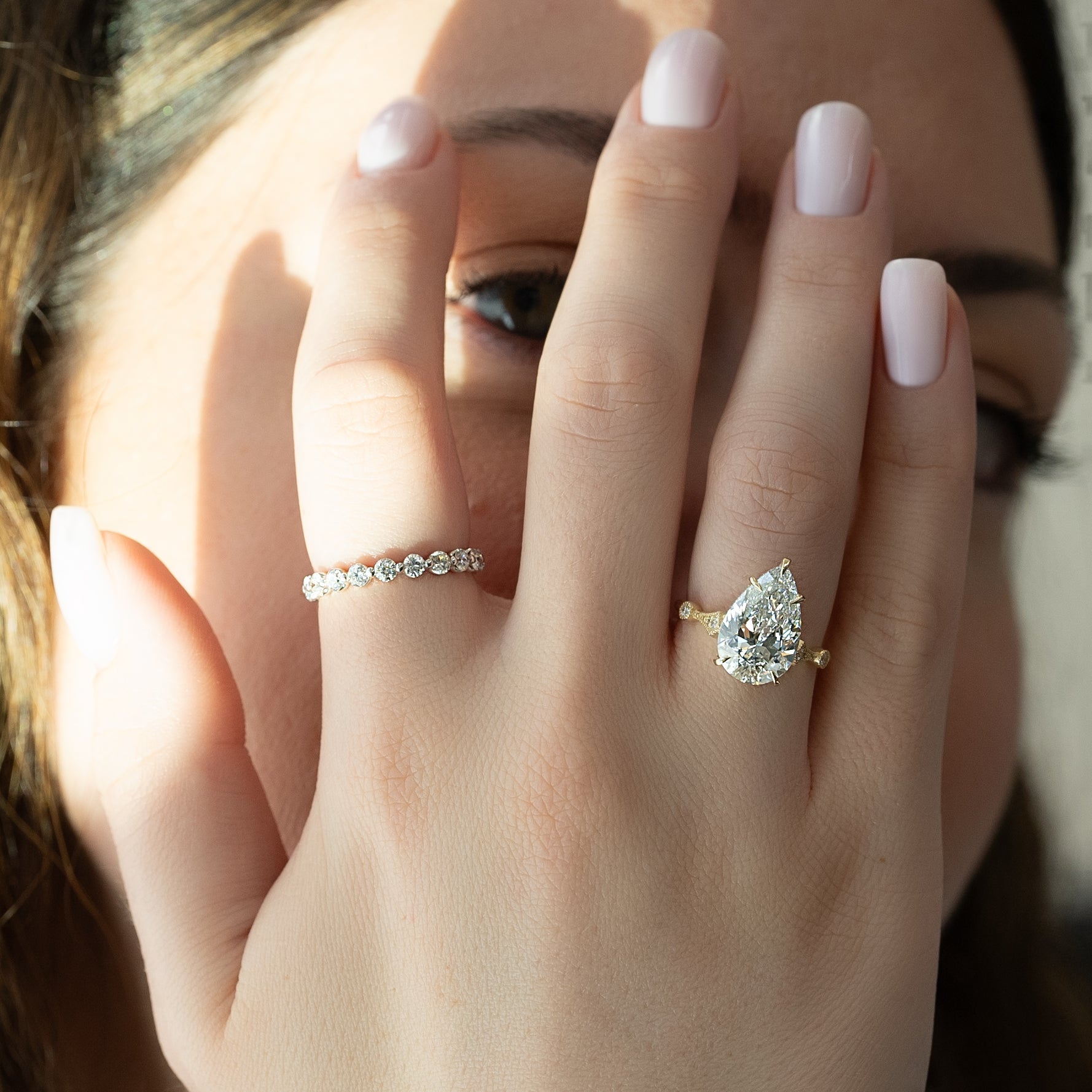 1.0 - 3.0 CT Pear Cut CVD Diamond Vintage Engagement Ring