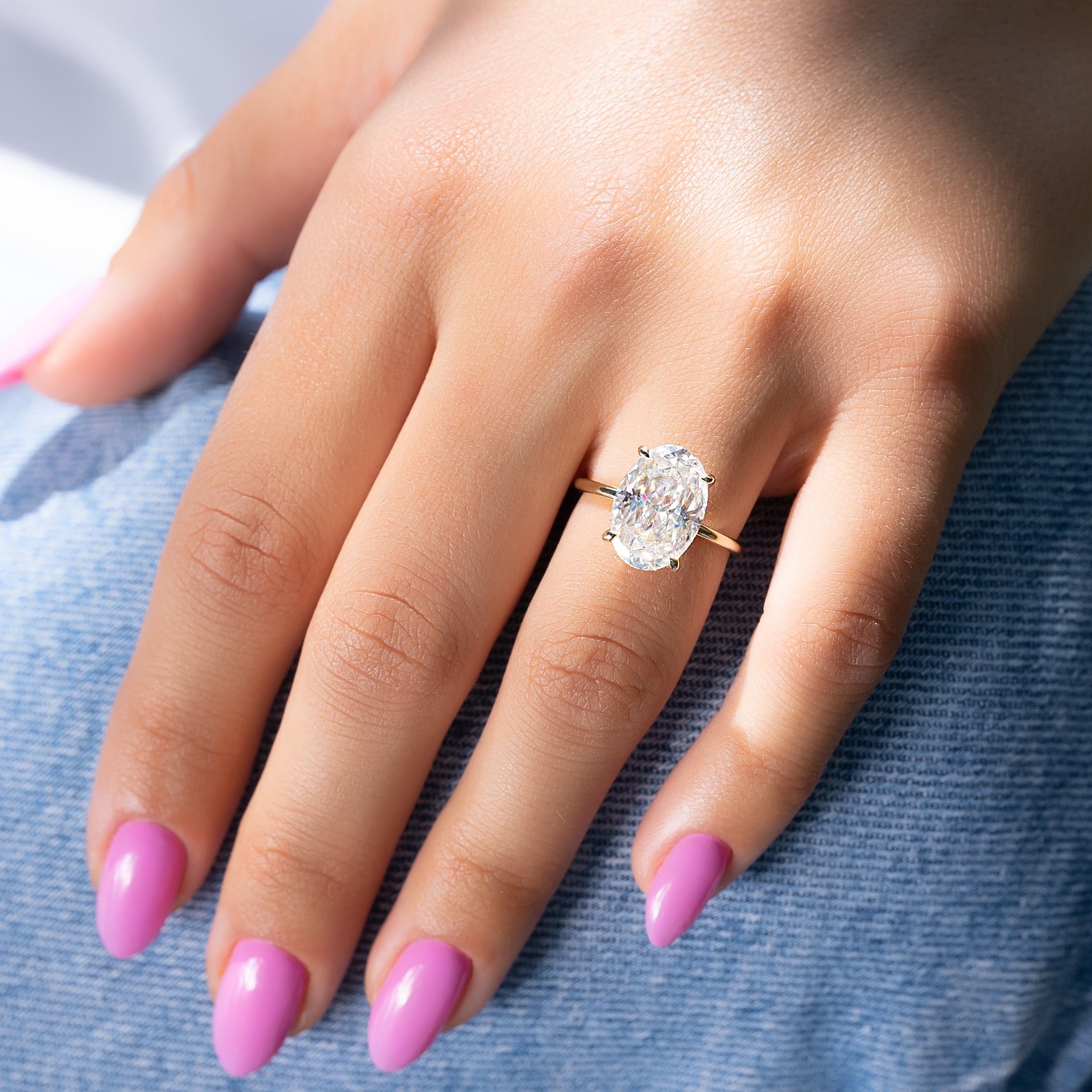 2.0 - 4.0 CT Oval Cut CVD Diamond Hidden Halo Engagement Ring