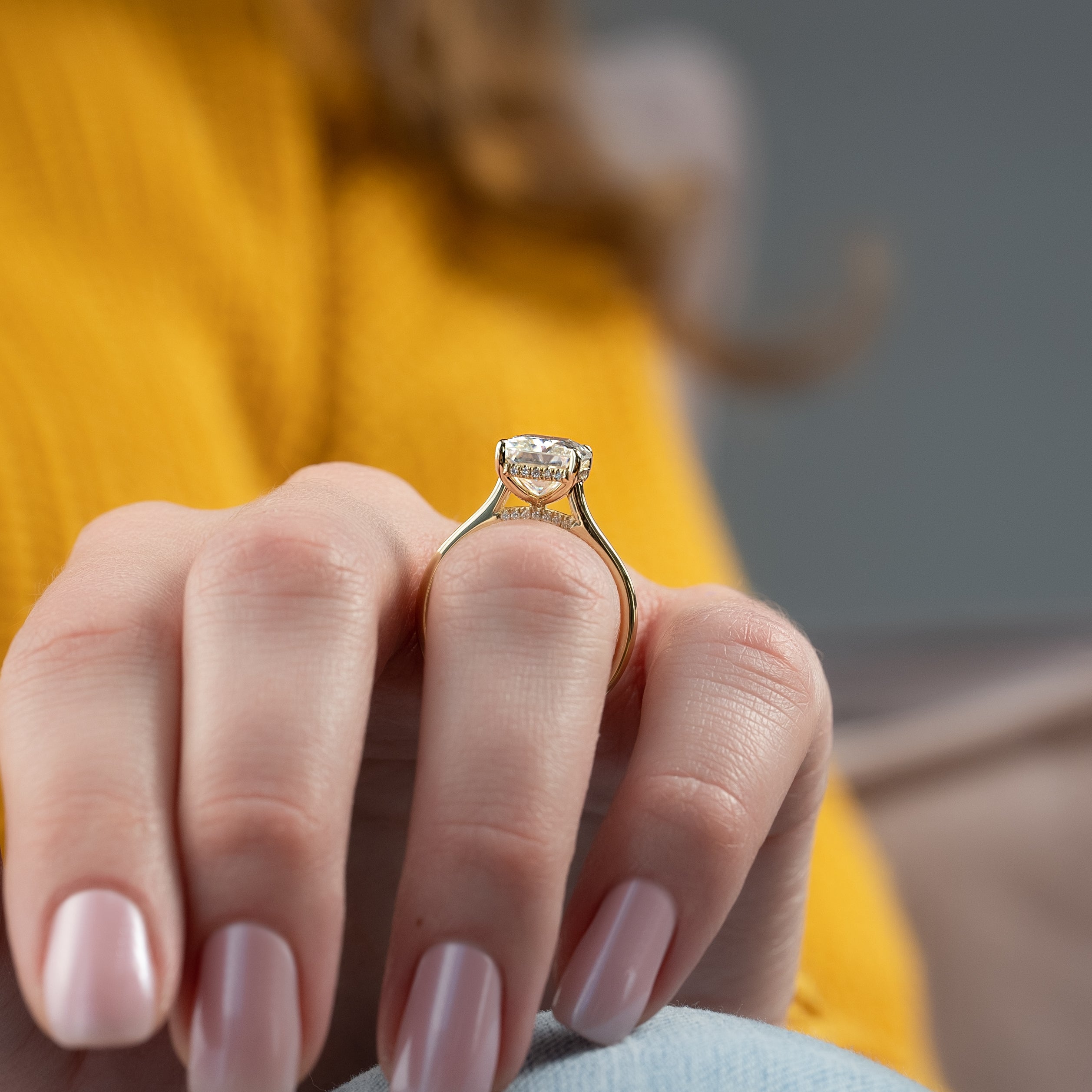 2.0 - 4.0  CT Radiant Cut Lab Grown Diamond Hidden Halo Engagement Ring