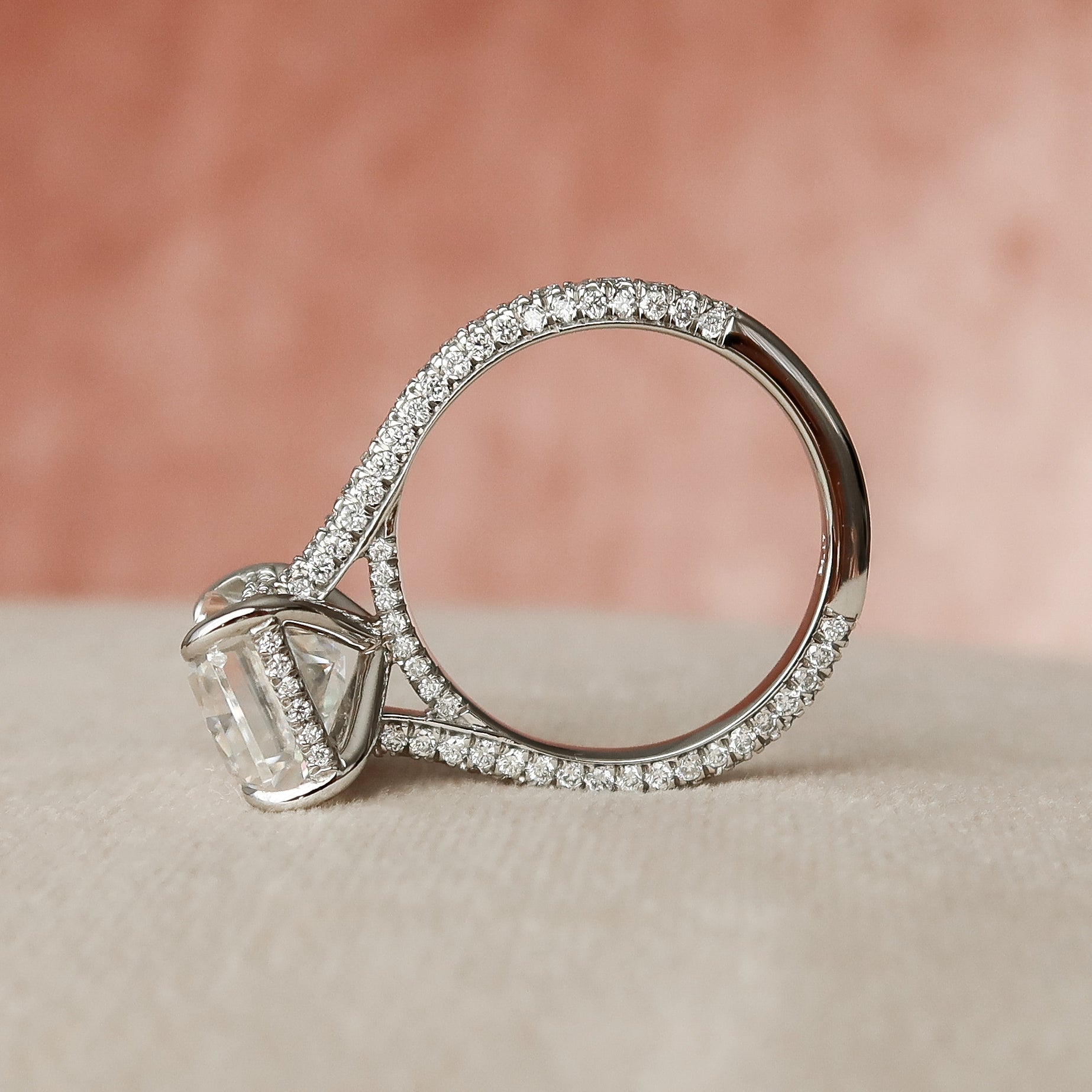 2.0 - 4.0 CT Radiant Cut Lab Grown Diamond Hidden Halo & Pave Engagement Ring