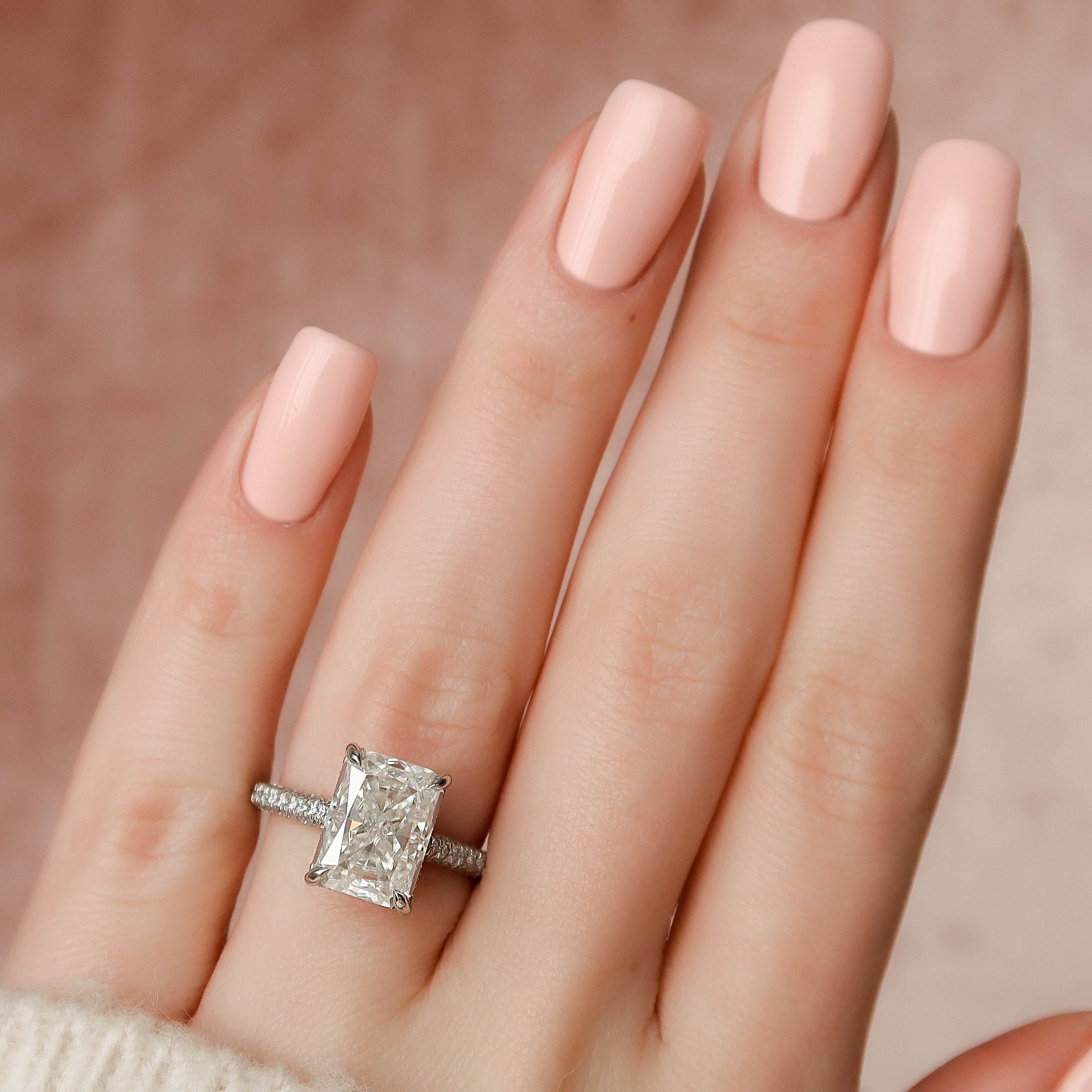 2.0 - 4.0 CT Radiant Cut Lab Grown Diamond Hidden Halo & Pave Engagement Ring