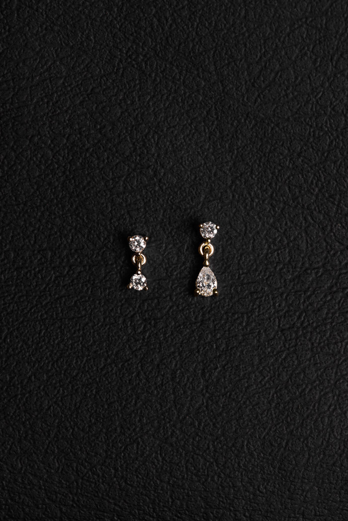 0.10 TCW Mini Round Cut Moissanite Duo Diamond Earrings