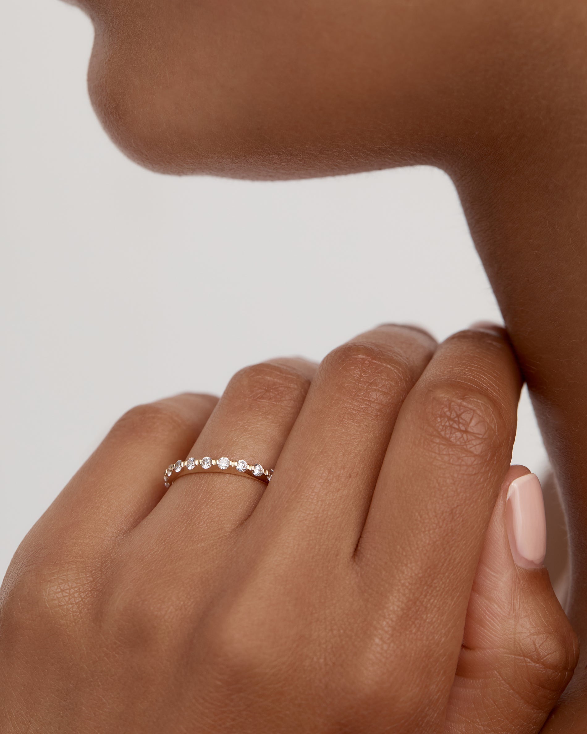 0.60 TCW Round EF-VVS Diamond Half Infinity Wedding Band