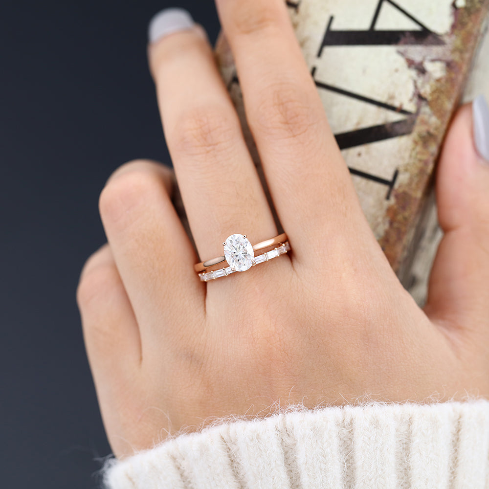 2.0 CT Oval Moissanite Solitaire Bridal Ring Set - Camila Brown