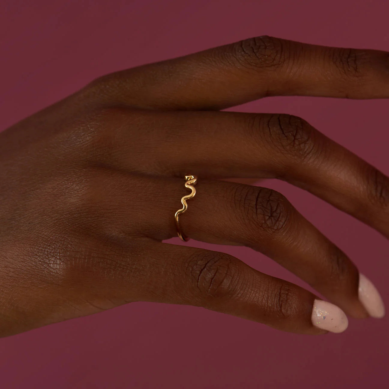 Plain Wave Solid Gold Wedding Band