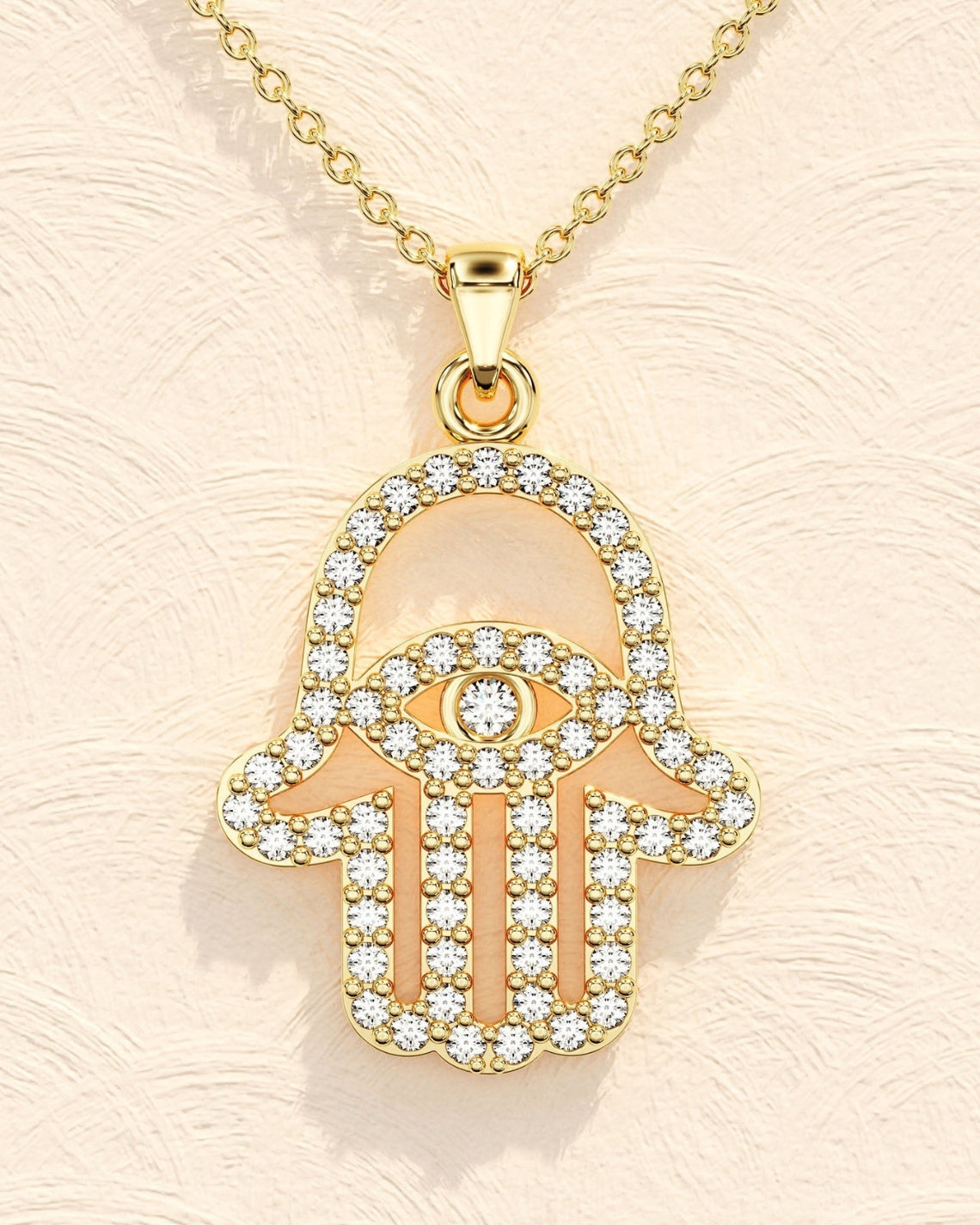 0.31 TCW Round Moissanite Diamond Hamsa Necklace - Camila Brown