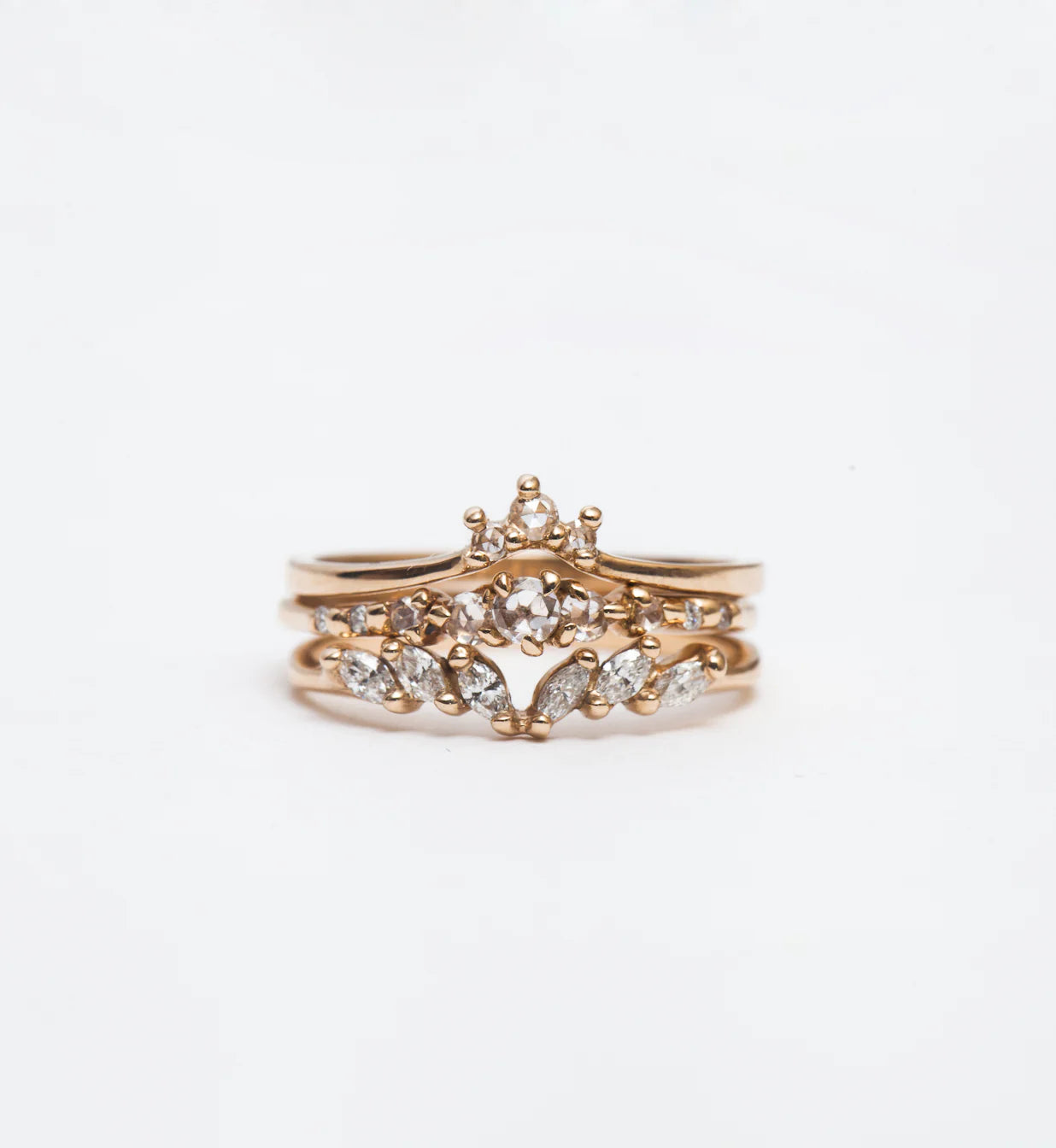 0.21 TCW Marquise CVD Diamond Curved Wedding Band