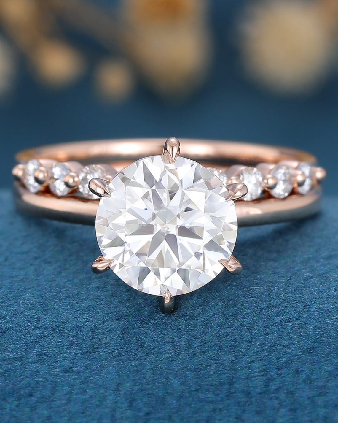 1.90 CT Round Shaped Moissanite Solitaire Bridal Set - Camila Brown