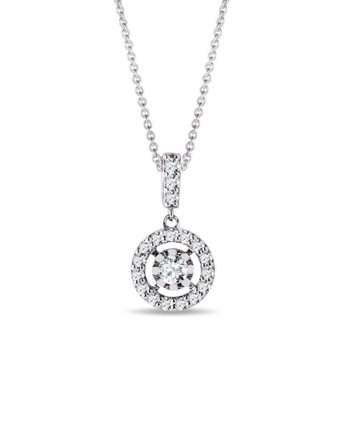 0.34 TCW Round Moissanite Diamond Halo Pendent Necklace - Camila Brown