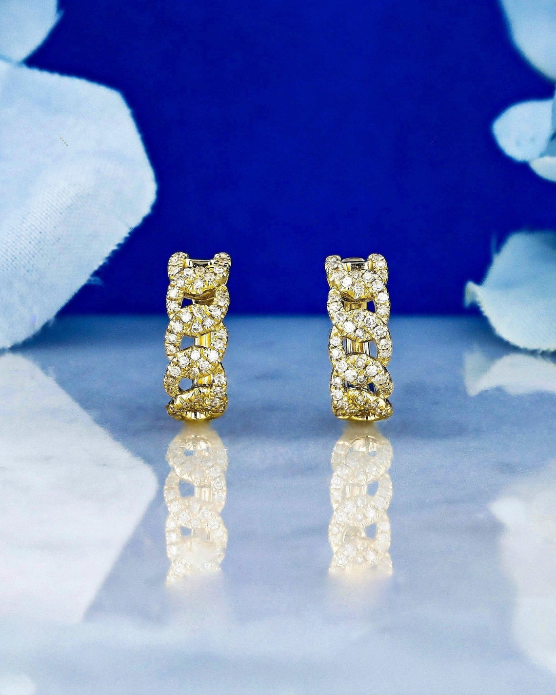 0.24 TCW Round Moissanite Diamond Link Hoop Earrings - Camila Brown