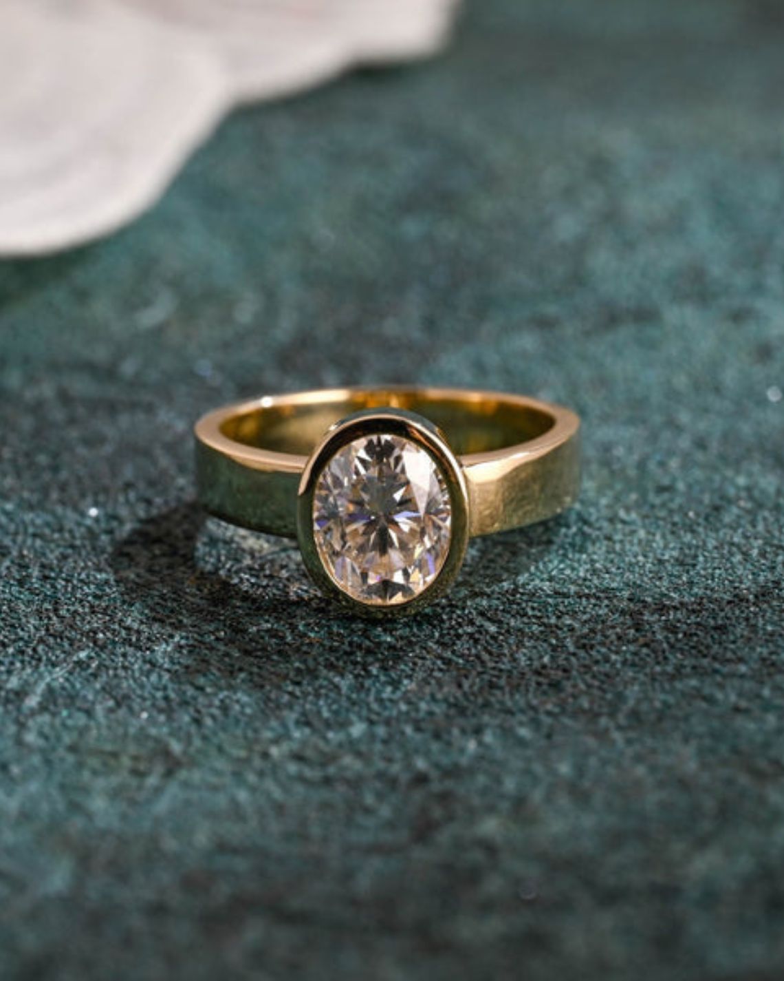 1.0-3.0 CT Oval F/VS1 CVD Diamond Bezel Solitaire Engagement Ring - Camila Brown