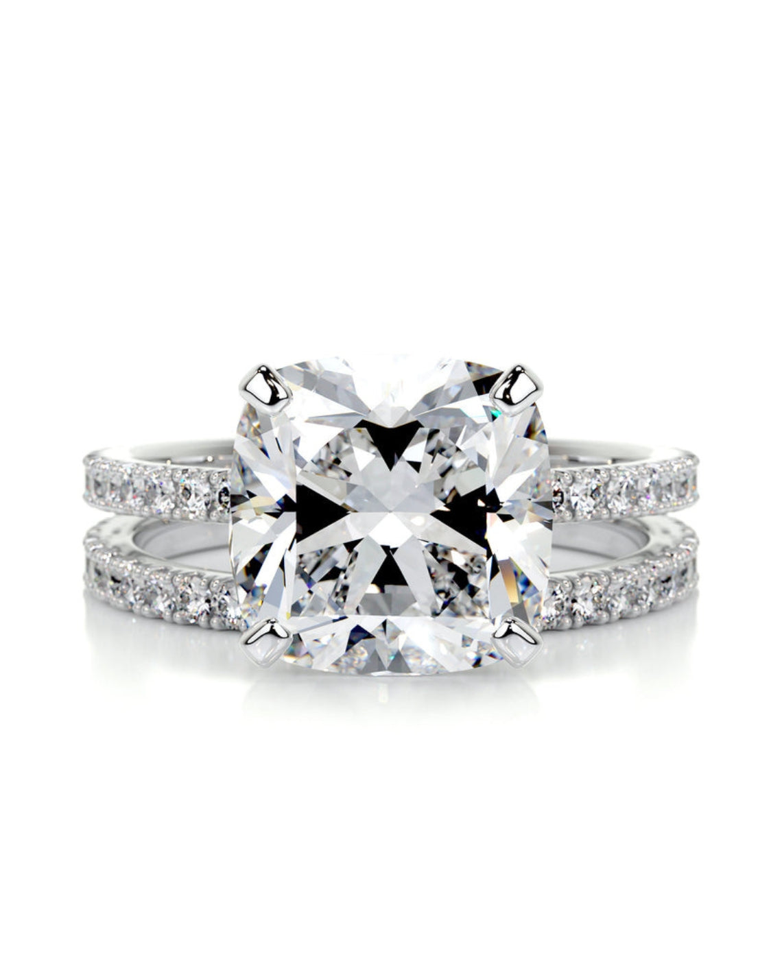 3.0 CT Cushion Solitaire & Pave Setting F-VS Loose Diamond Bridal Set - Camila Brown