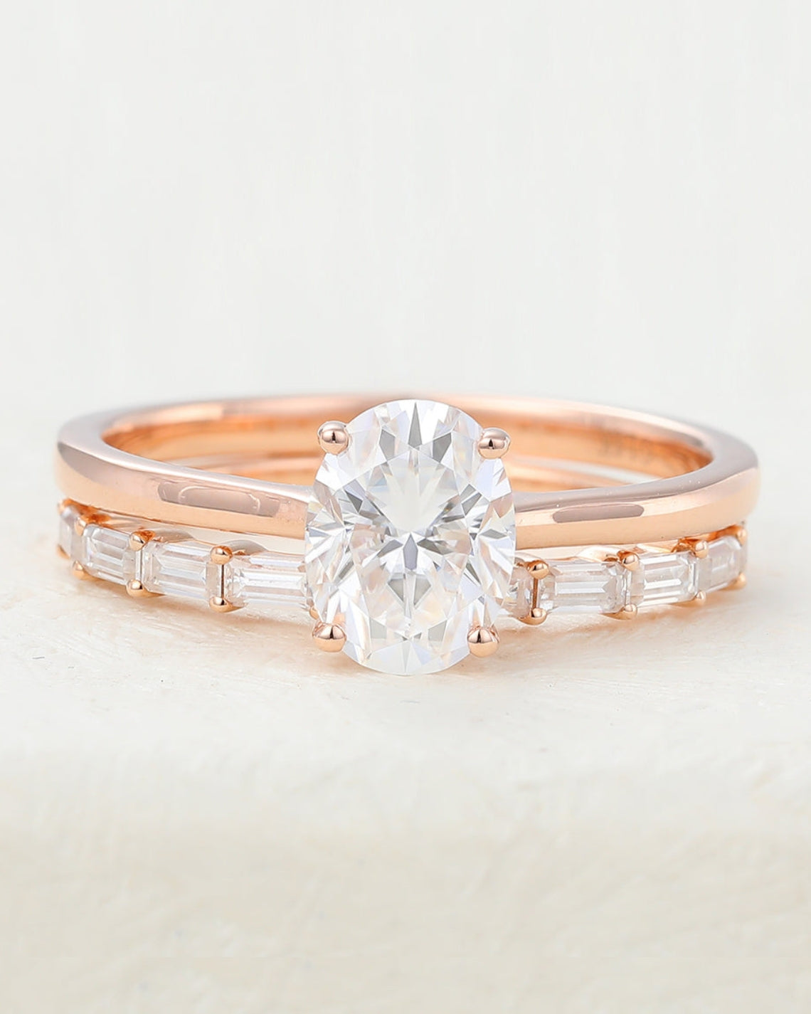 2.0 CT Oval Moissanite Solitaire Bridal Ring Set - Camila Brown